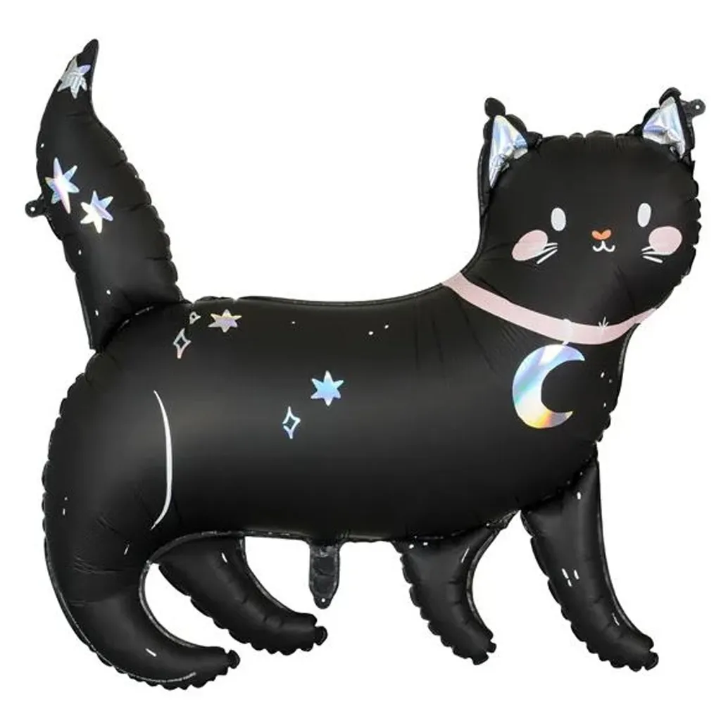 Luftballon, Katze, Nachtmotiv, Schwarz, Moon