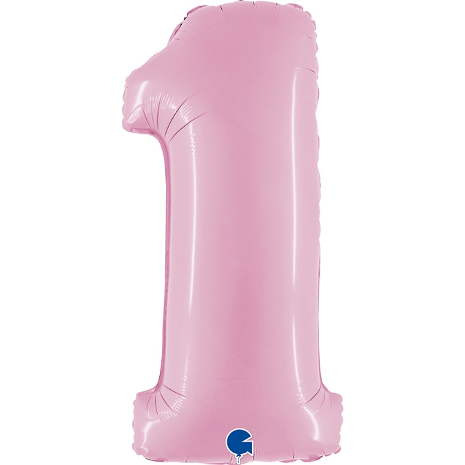 Folienballon Zahl 1 Pastell Rosa 100cm