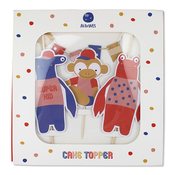Tortendeko mit Affe, Hummer, Hammerhai "SUPERKID" Tortendeko mit Affe, Hummer, Hammerhai "SUPERKID"