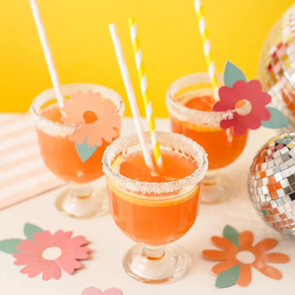 gläser, Cocktail, Orange, Strohhalm, Dekoration