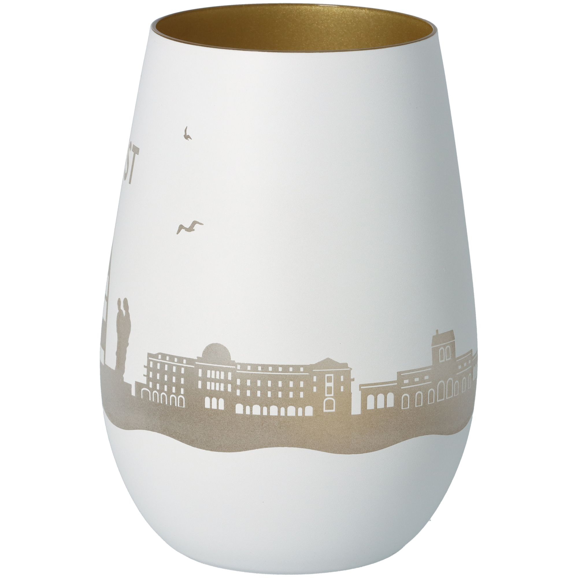 Windlicht Skyline Juist Weiß/Gold Windlicht Skyline Juist Weiß/Gold