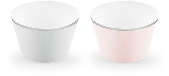 6 Cupcake Wrapper mit Silberkante 6 Cupcake Wrapper mit Silberkante