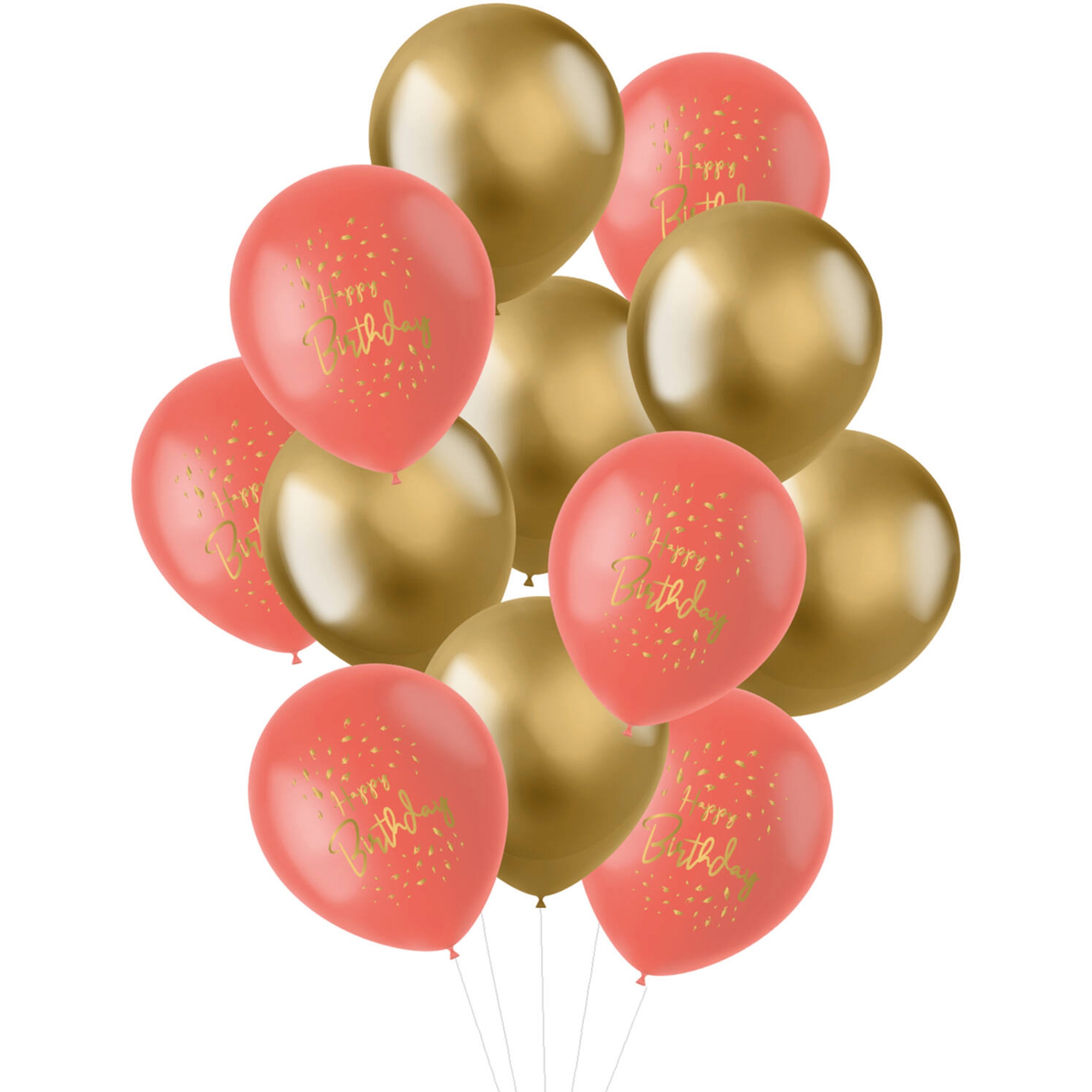 12 Latexballons im Set "Happy Birthday" Golden Dusk Ø 33cm Ballon