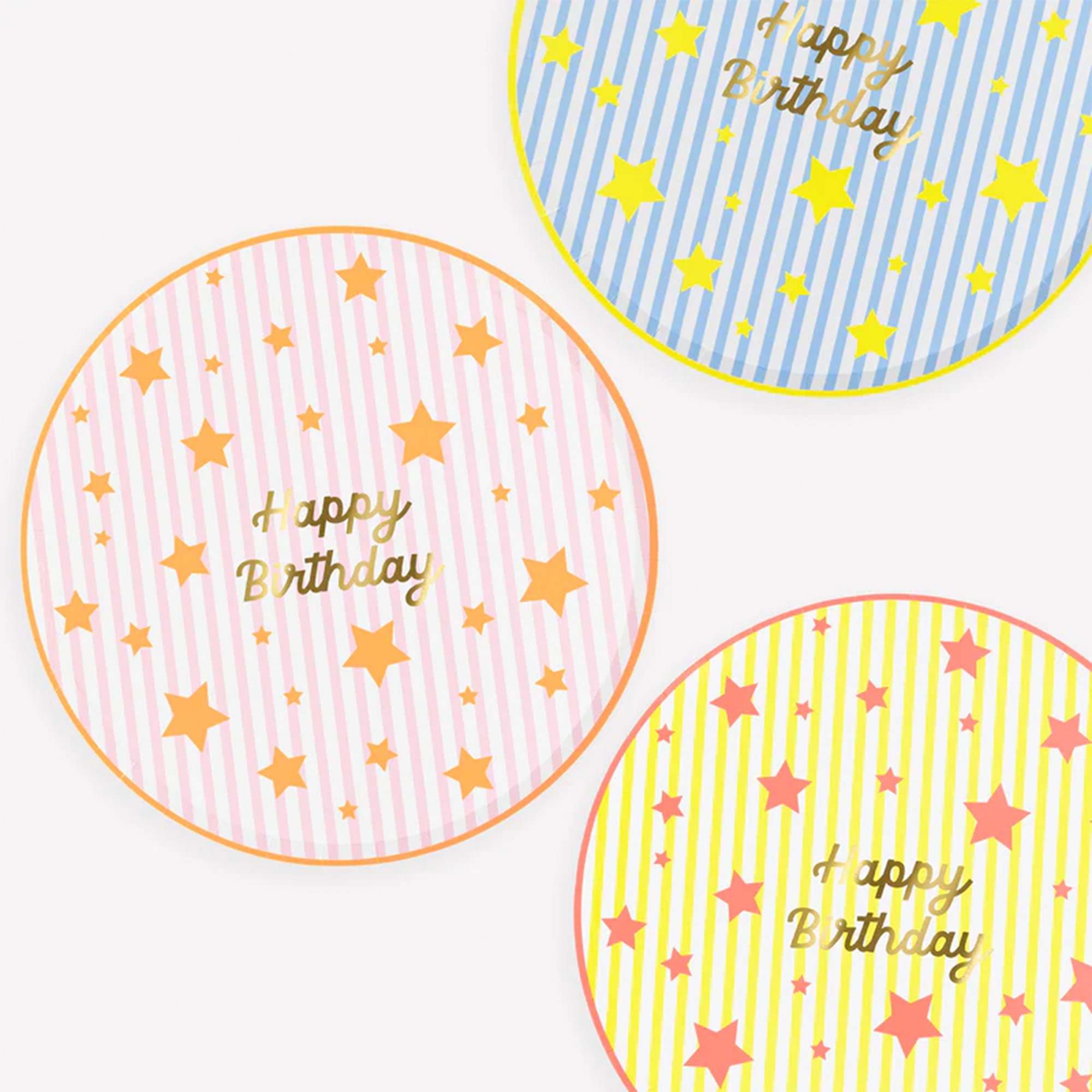 Birthday, Party plates, Colorful, Sterne, Muster