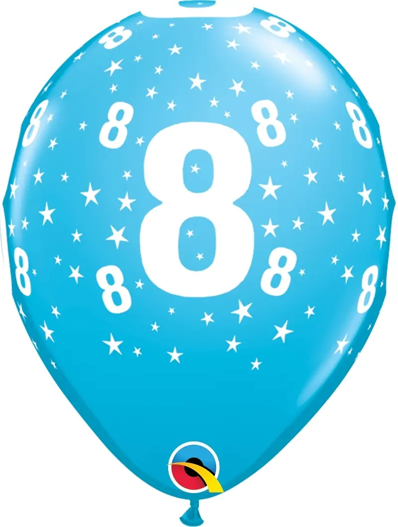 Qualatex Latexballon 8. Geburtstag verschiedene Farben Ø 30cm