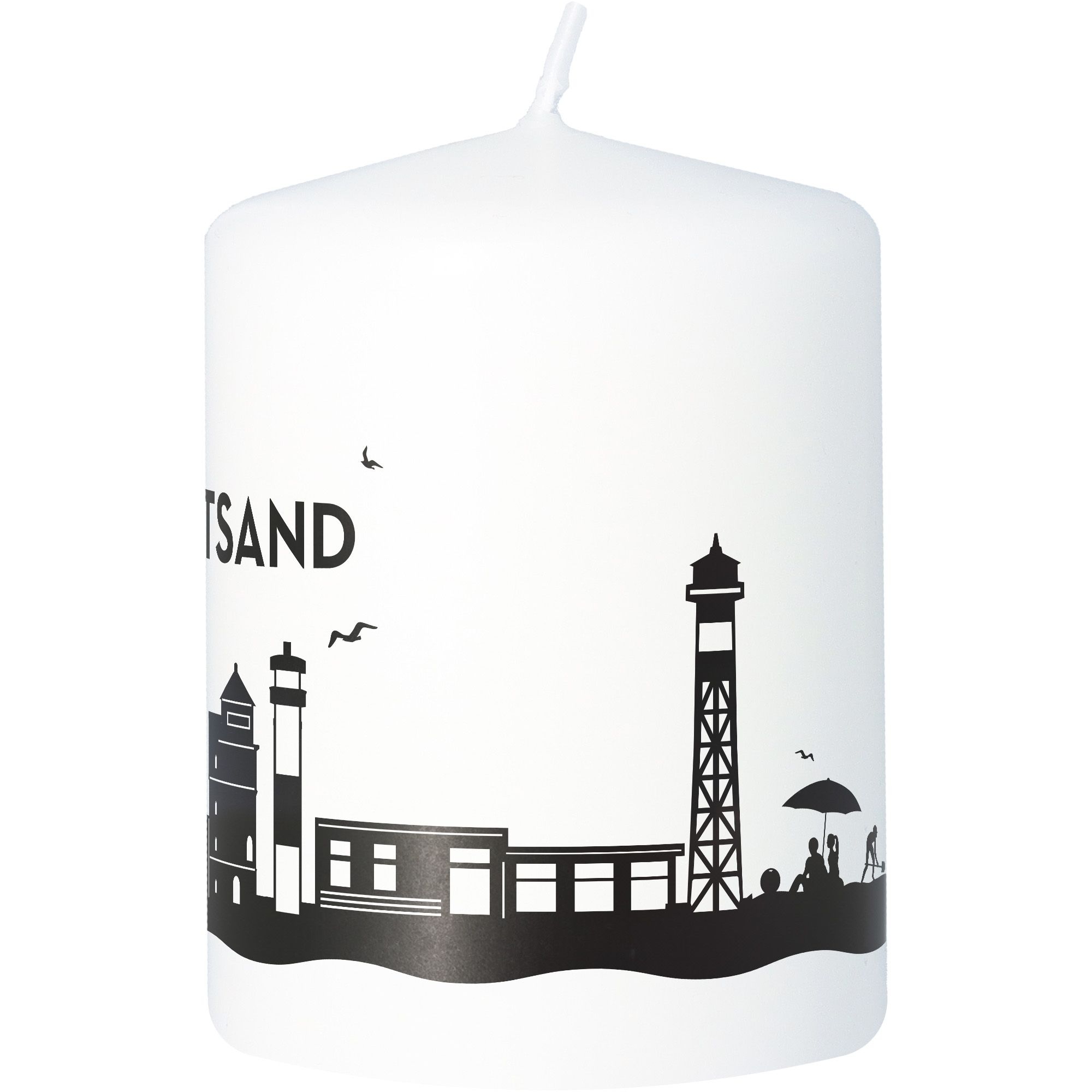 Stumpenkerze Skyline Krautsand Weiß Stumpenkerze Skyline Krautsand Weiß