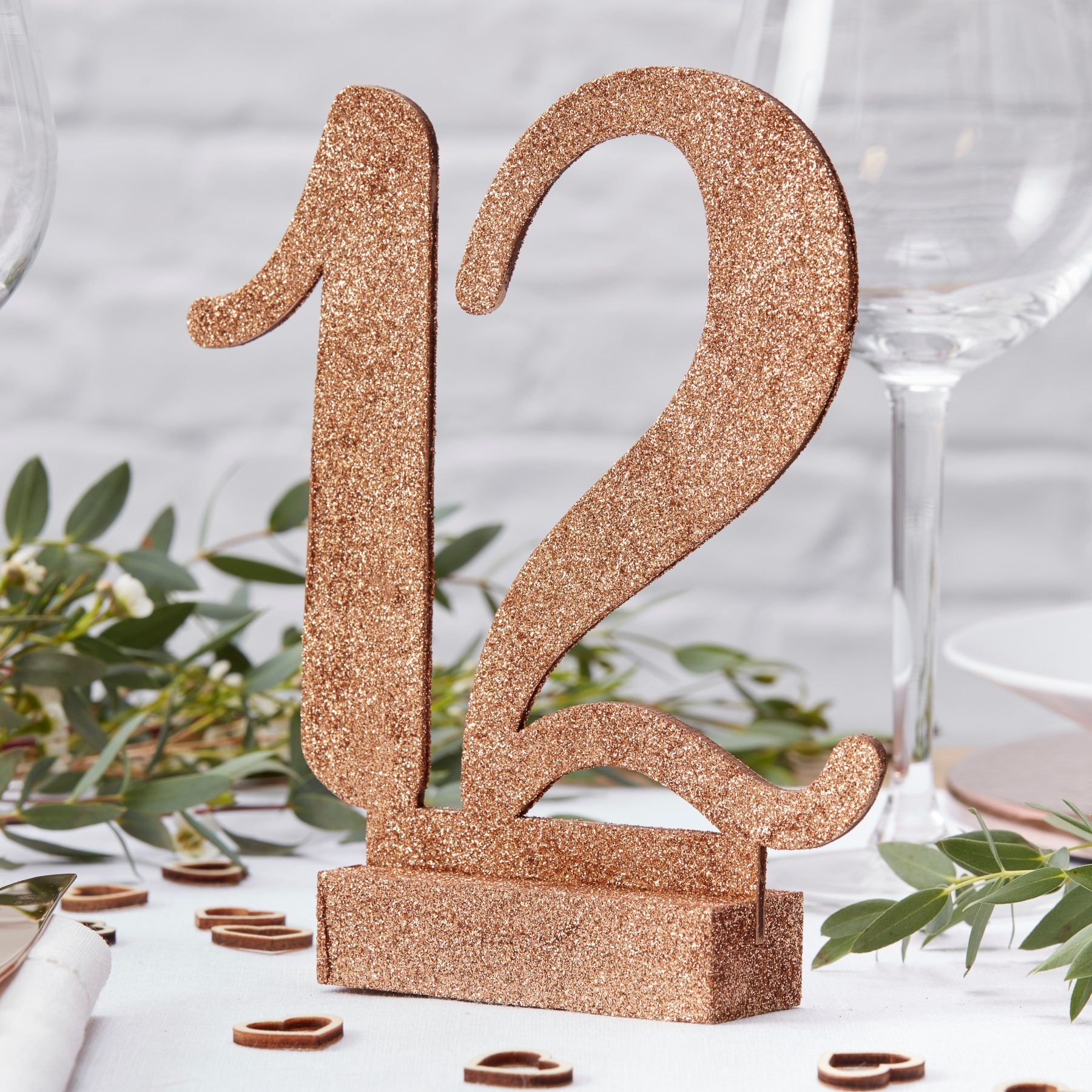 Beautiful Botanics - Roségoldene Holz-Tischnummern 1-12