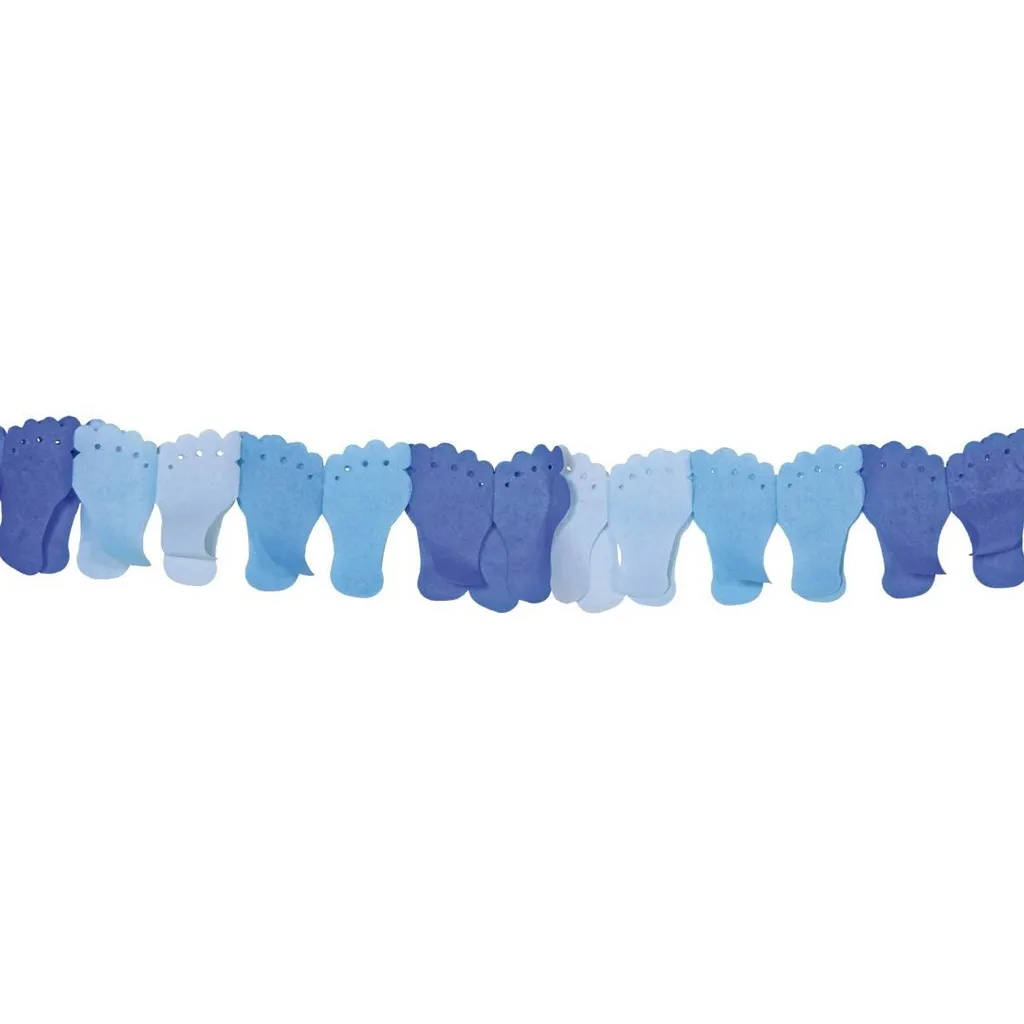 Papiergirlande Babyfuß Blau