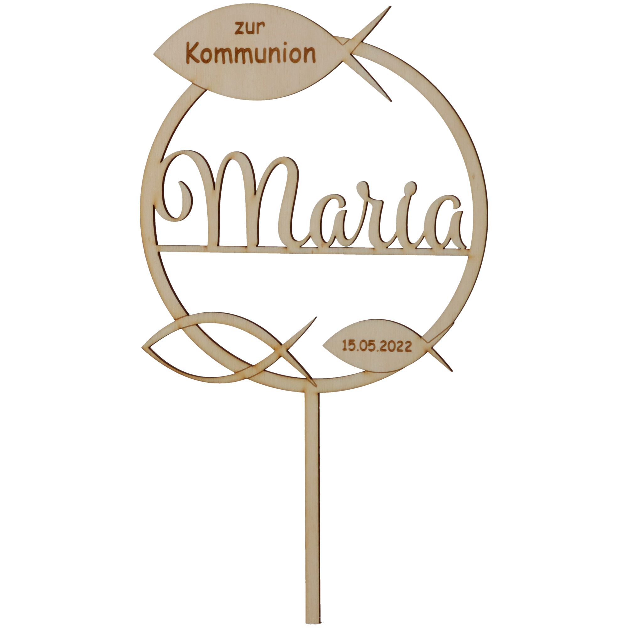 Cake Topper Kommunion "Name & Datum" Holz Cake Topper Kommunion "Name & Datum" Holz