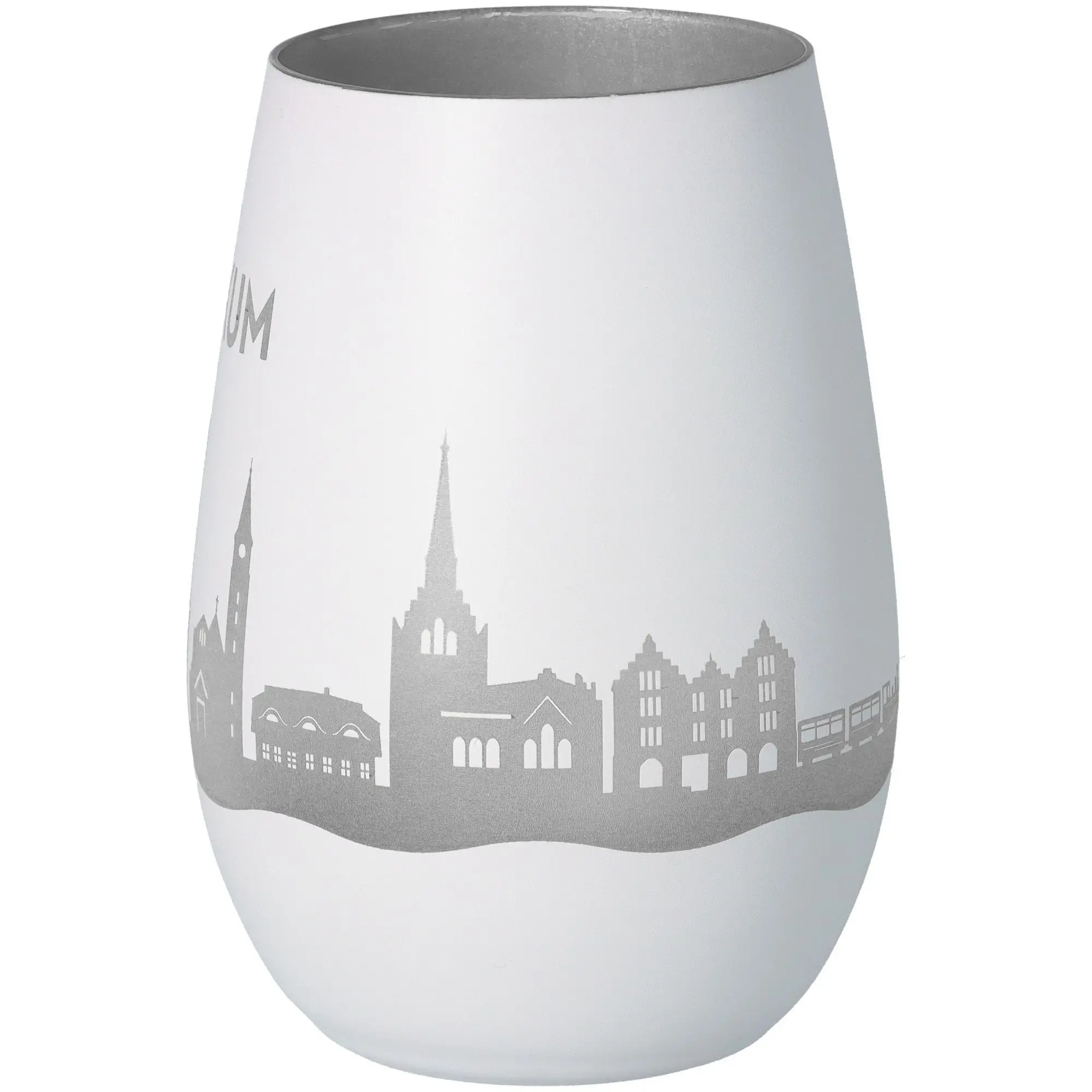 Windlicht Skyline Borkum Weiß/Silber