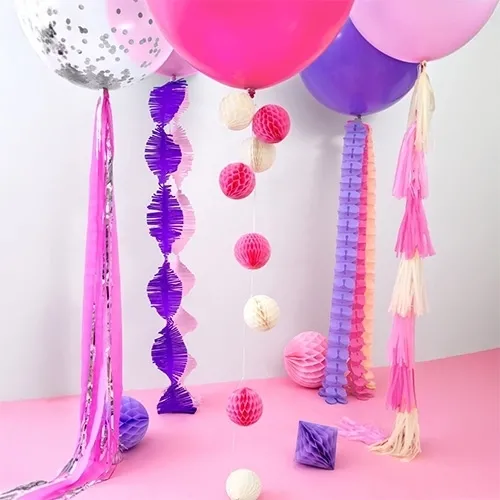 balloons, party decor, streamers, pink decorations, garland