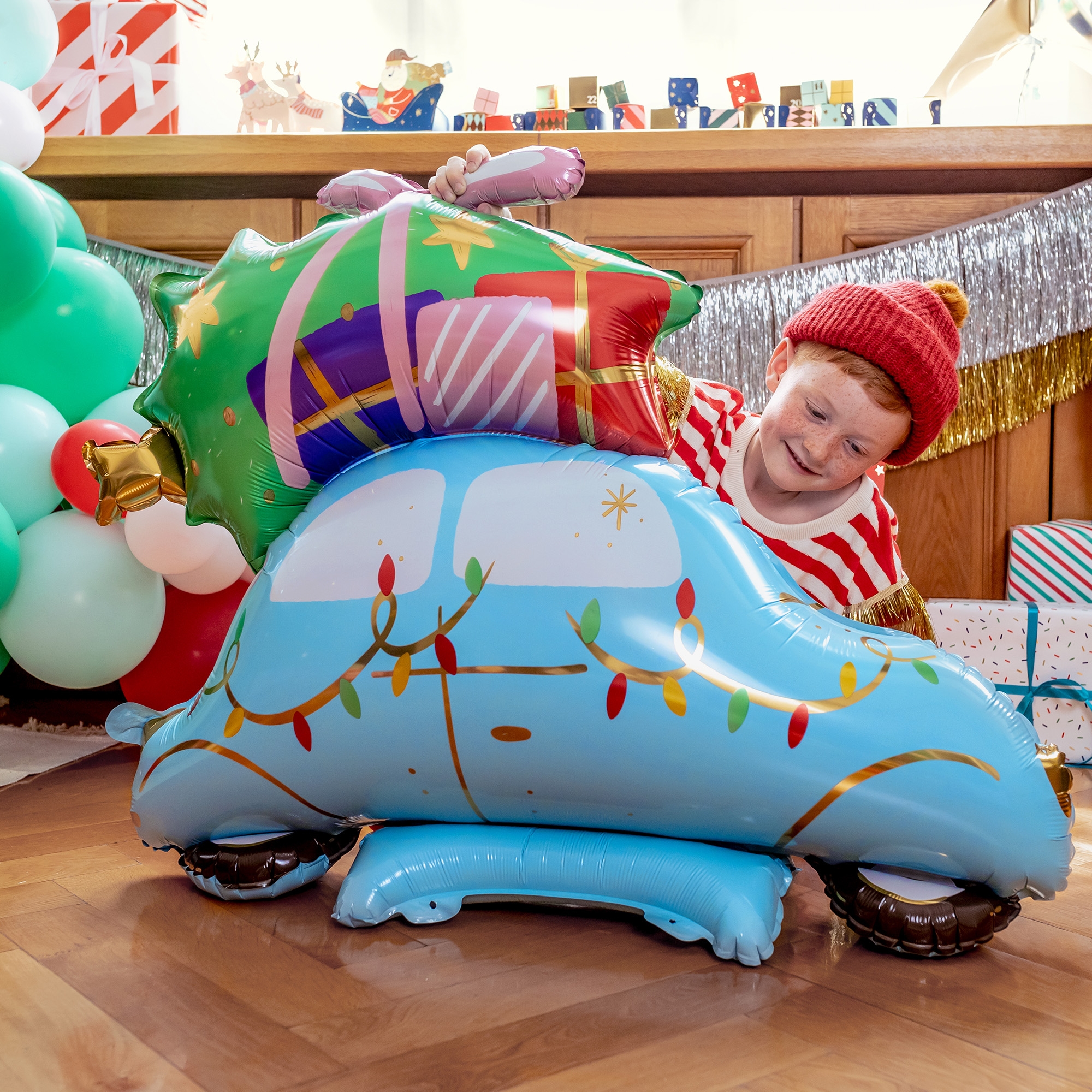 Folienballon "Weihnachtsauto" zur Luftbefüllung 100cm