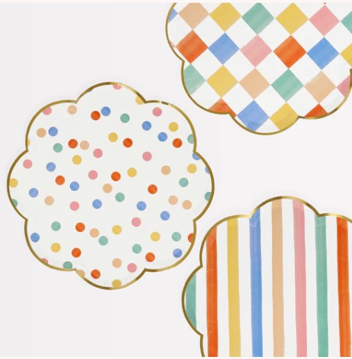 Meri Meri - 8 Pappteller groß "Muster" Pastell Meri Meri - 8 Pappteller groß "Muster" Pastell