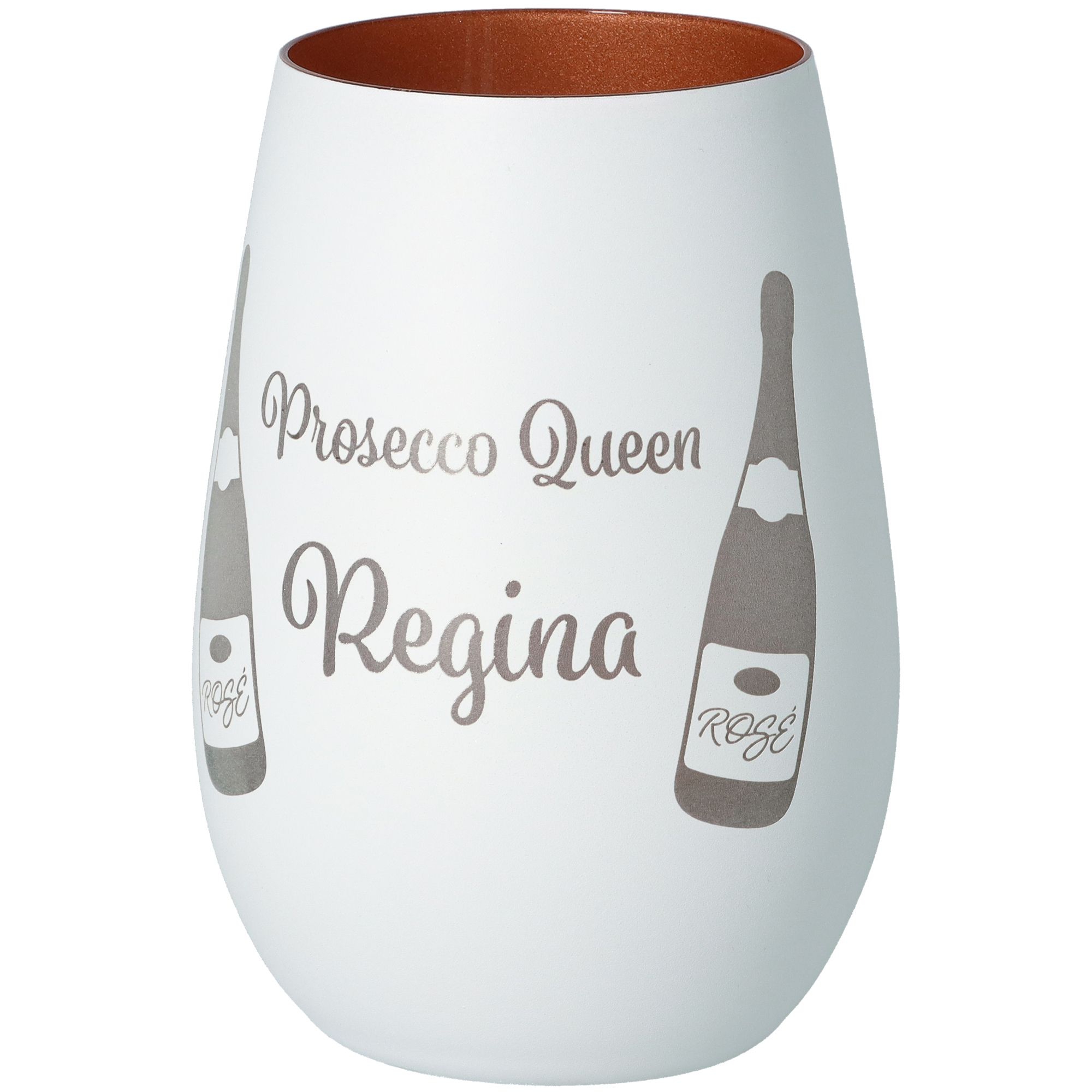 Windlicht Prosecco Queen "Name" Weiß/Bronze Windlicht Prosecco Queen "Name" Weiß/Bronze