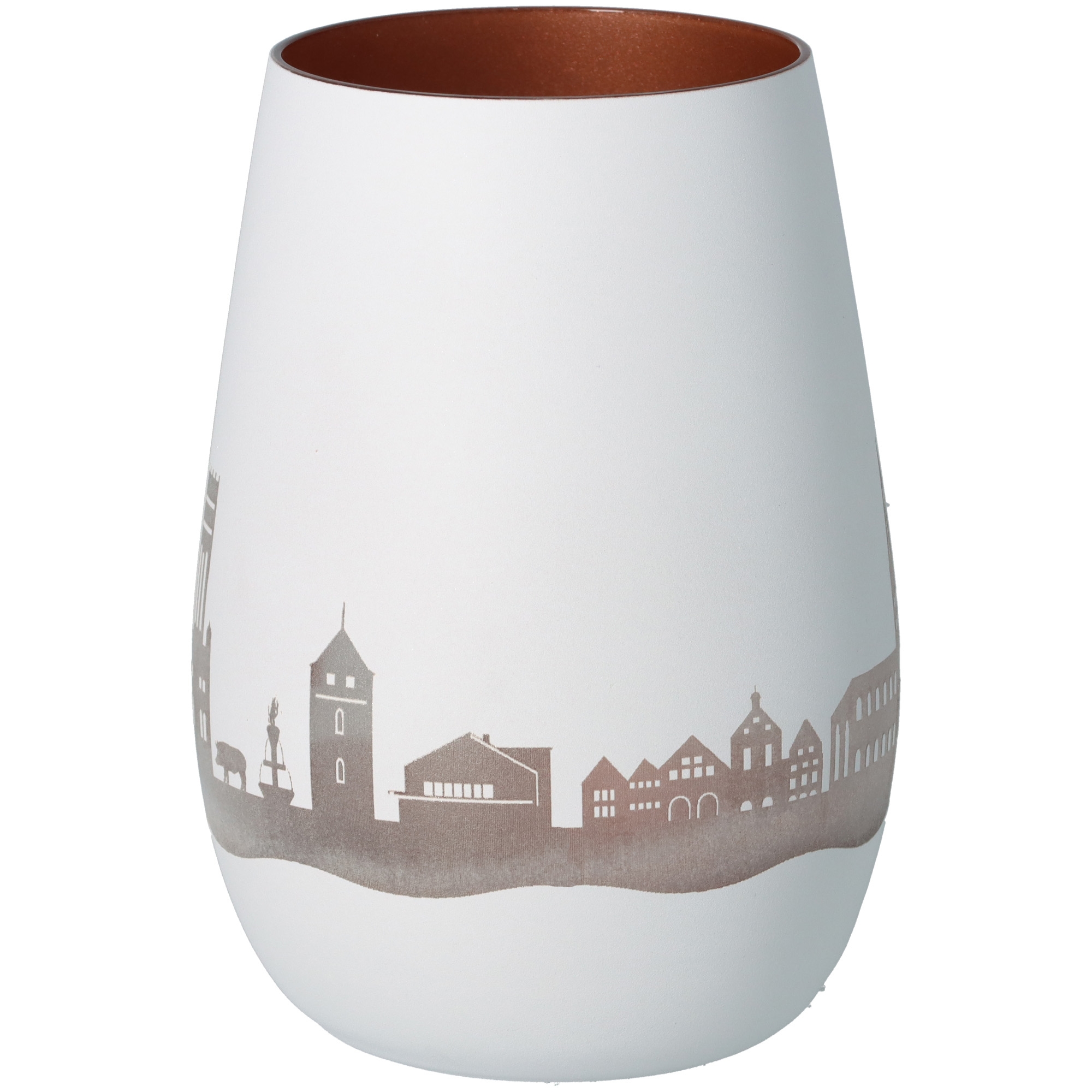 Windlicht Skyline Lüneburg Weiß/Bronze Töpferei, Krug, Vase, Kunst, Porzellan