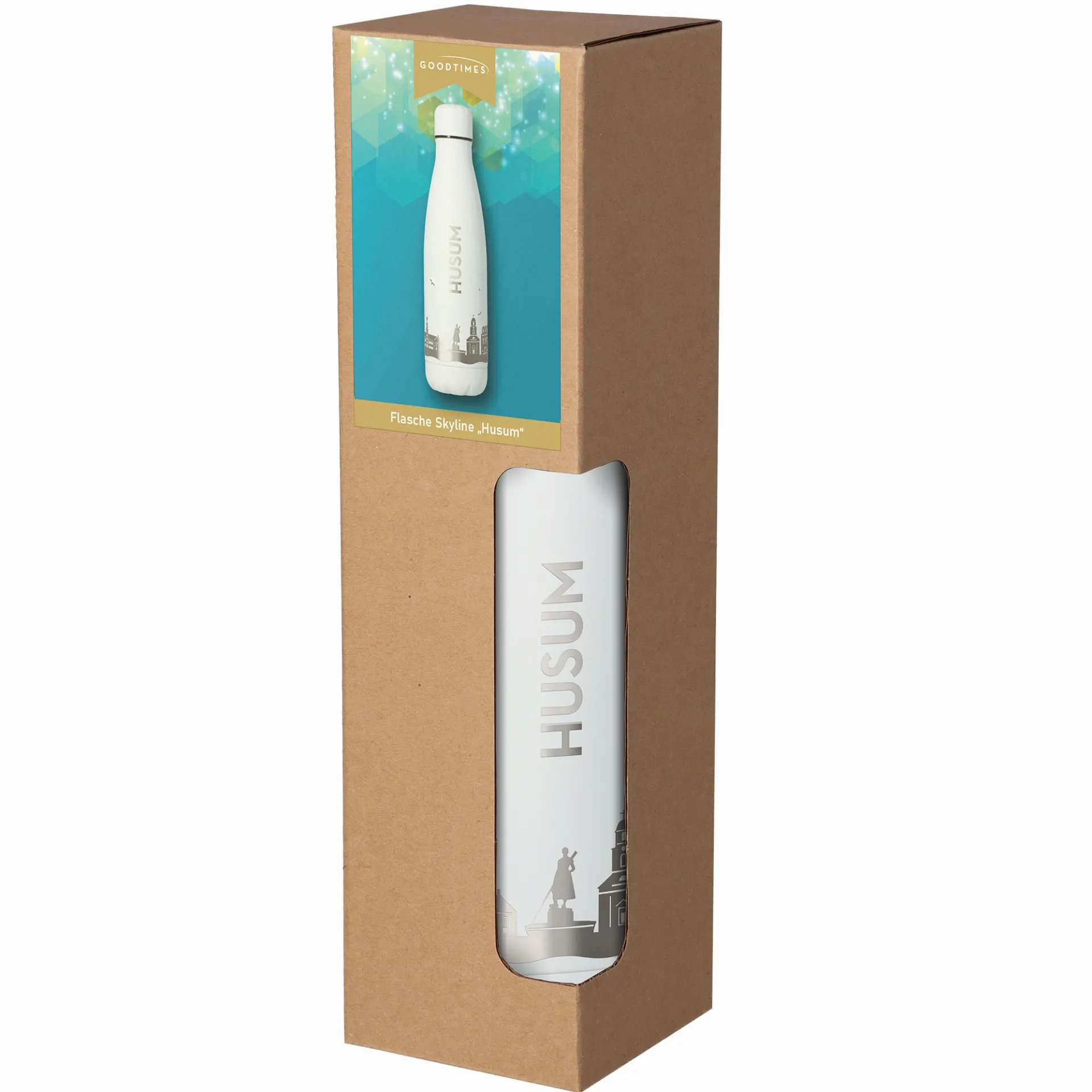 Trinkflasche Skyline Husum Weiß 500ml