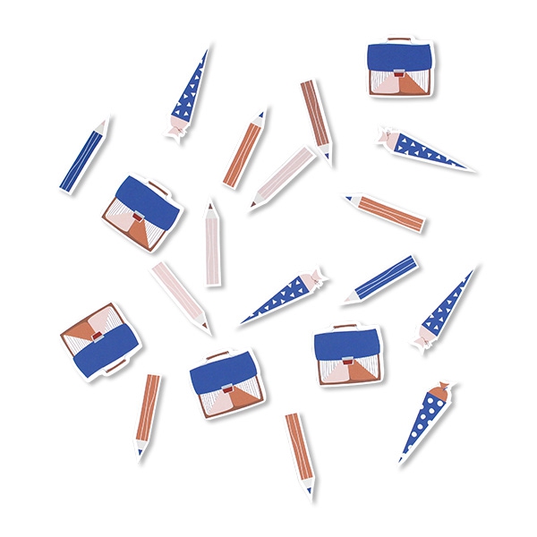 Einschulung - Konfetti "Stifte und Schulranzen", 60 Stück Einschulung - Konfetti "Stifte und Schulranzen", 60 Stück
