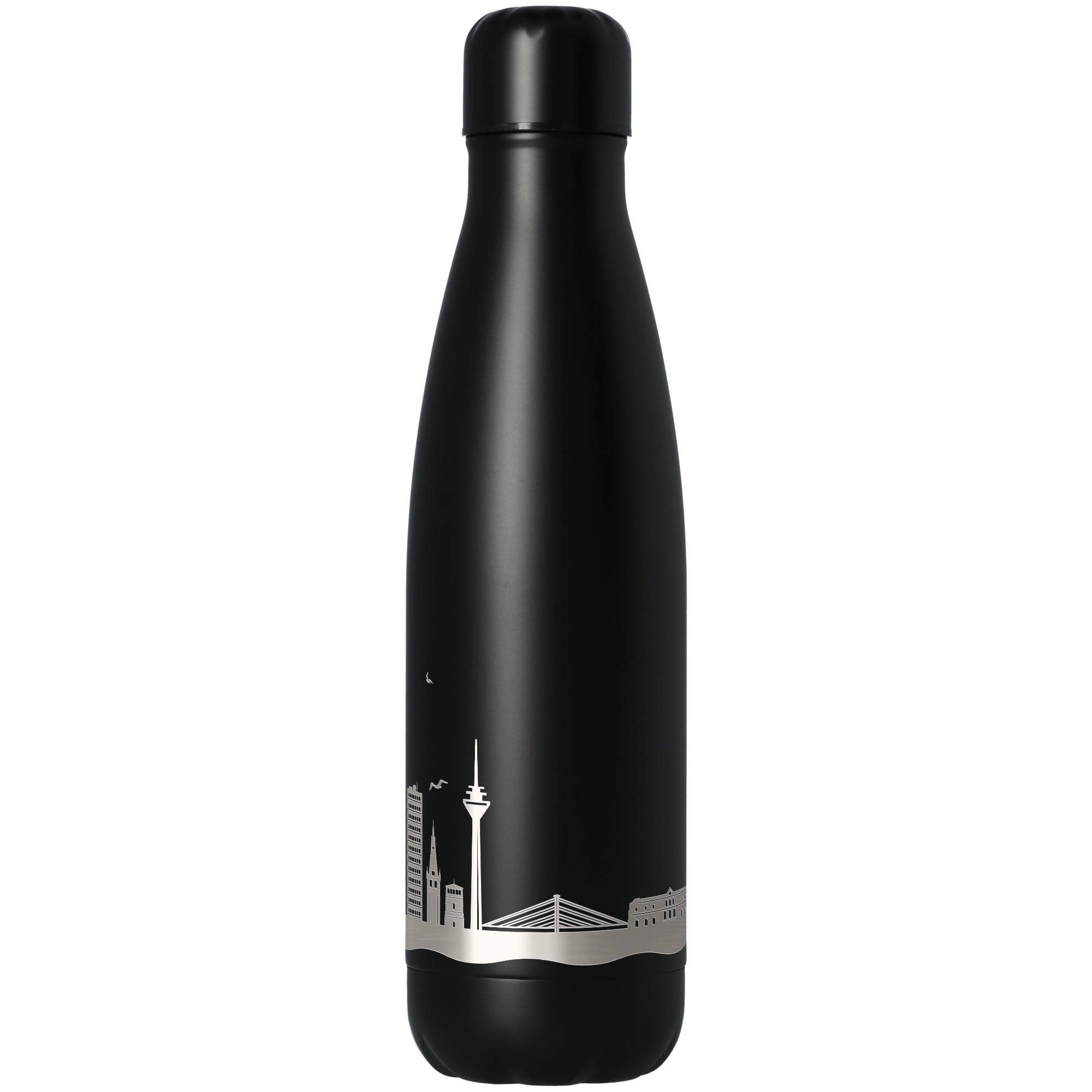 Trinkflasche Skyline Düsseldorf Schwarz 500ml