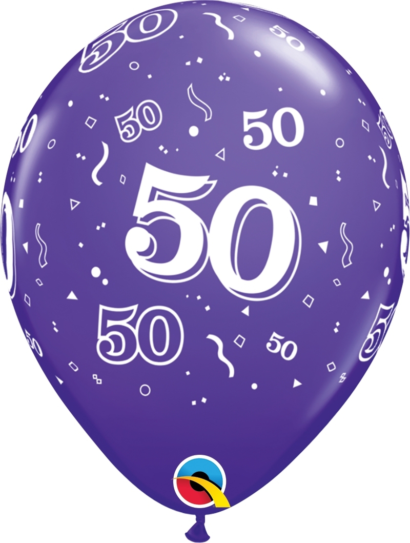 Qualatex Latexballon 50. Geburtstag verschiedene Farben Ø 30cm