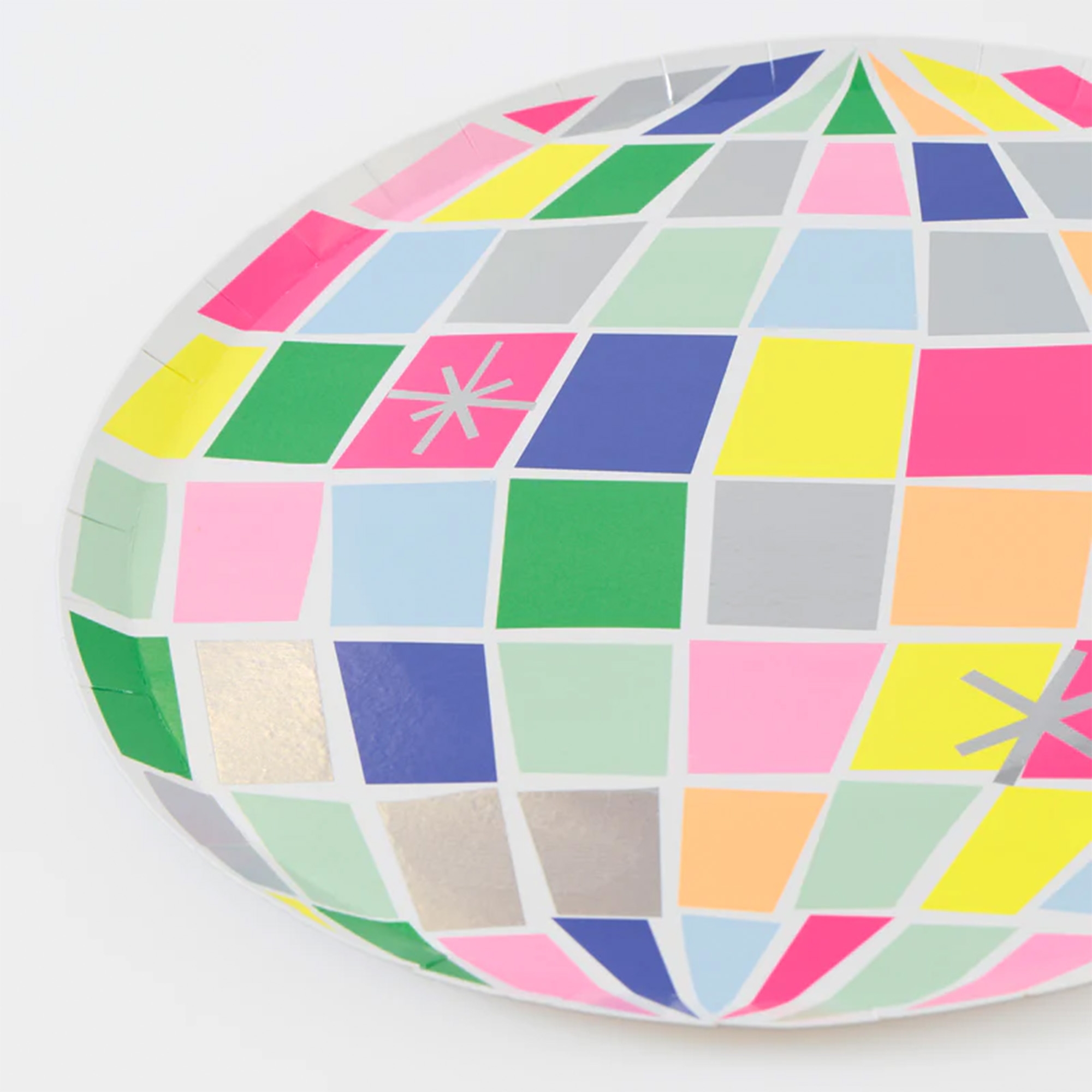 disco ball, pixel pattern, color blocks, multicolor, round decor
