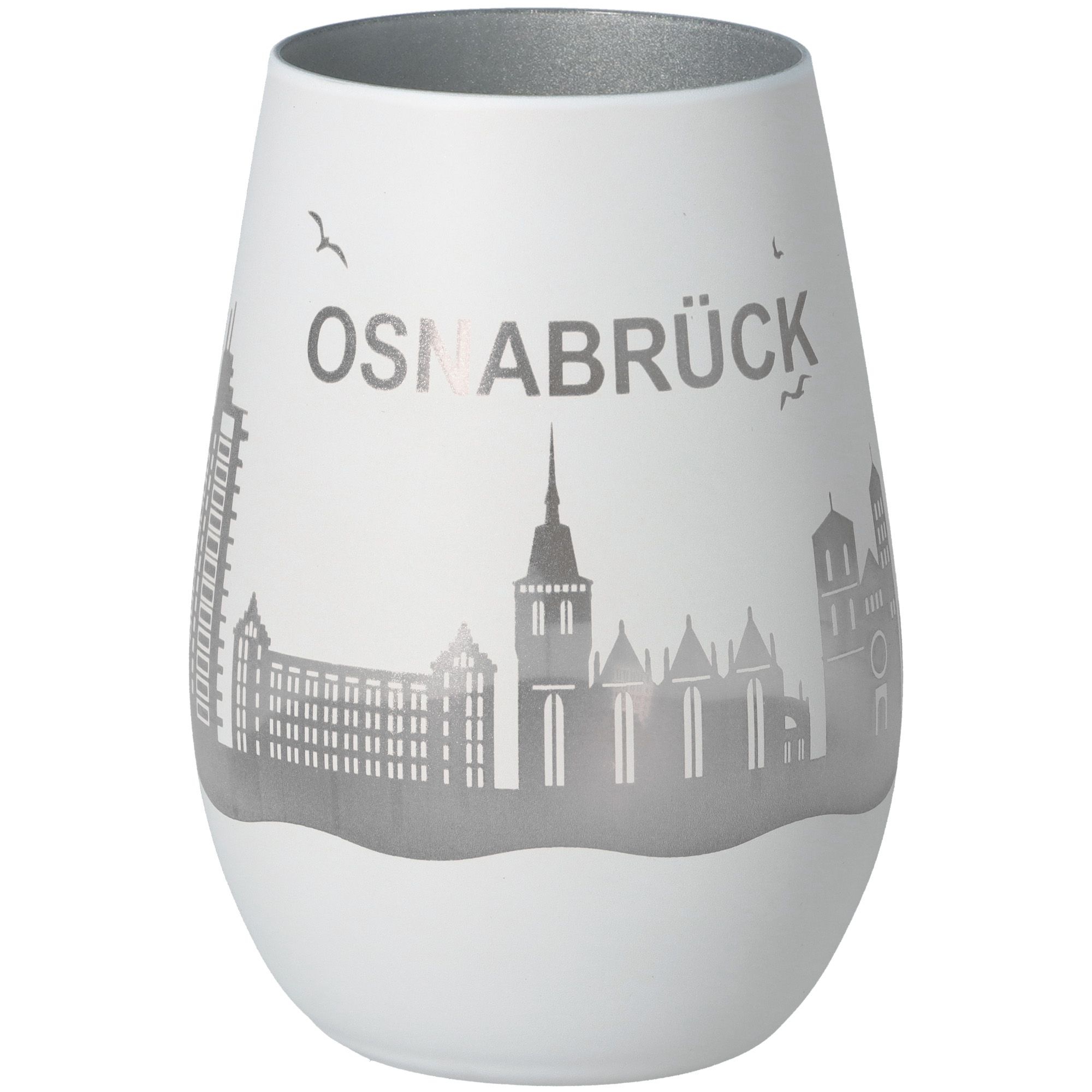 Windlicht Skyline Osnabrück Weiß/Silber Windlicht Skyline Osnabrück Weiß/Silber