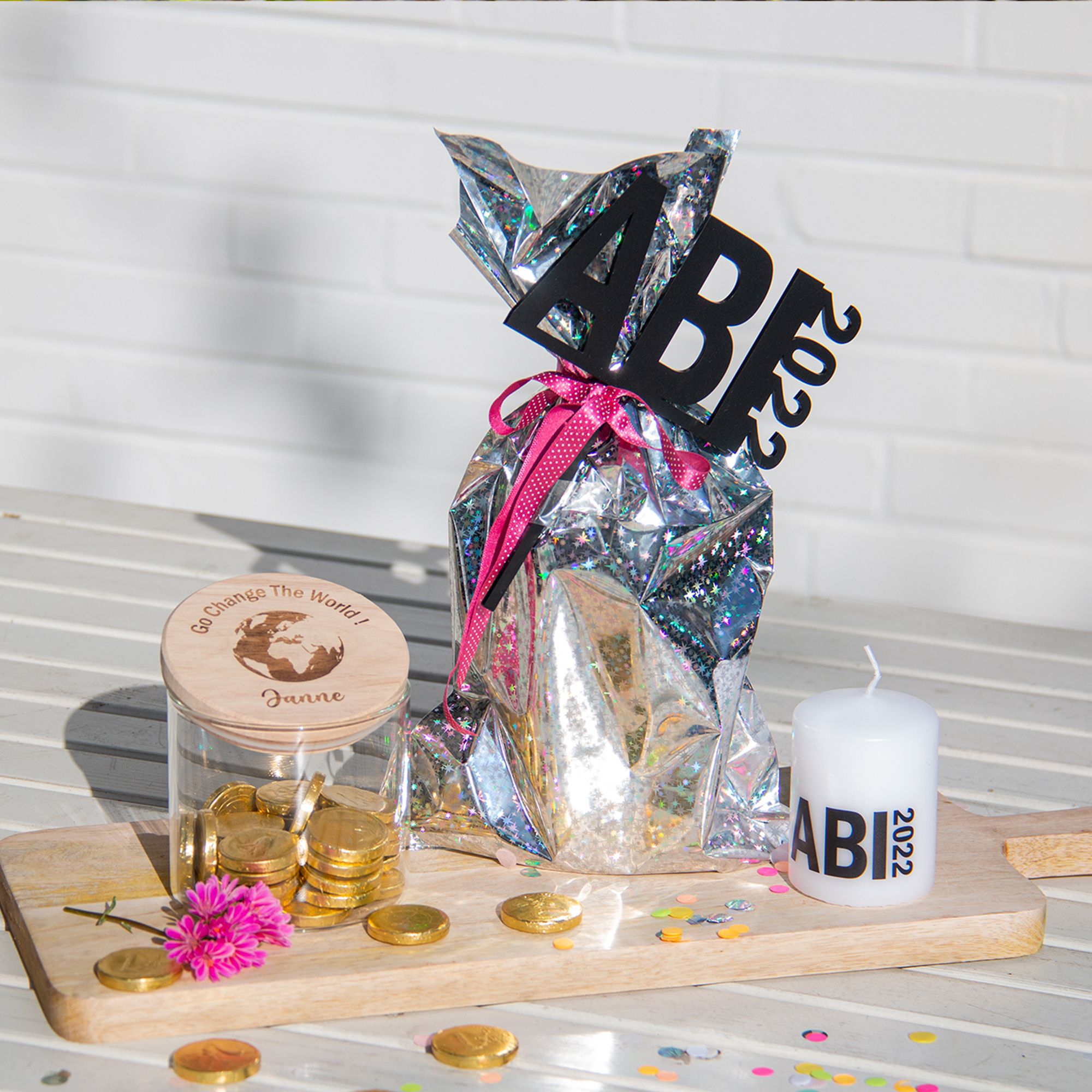 Stumpenkerze Weiß "ABI 2025" Stumpenkerze Weiß "ABI 2025"