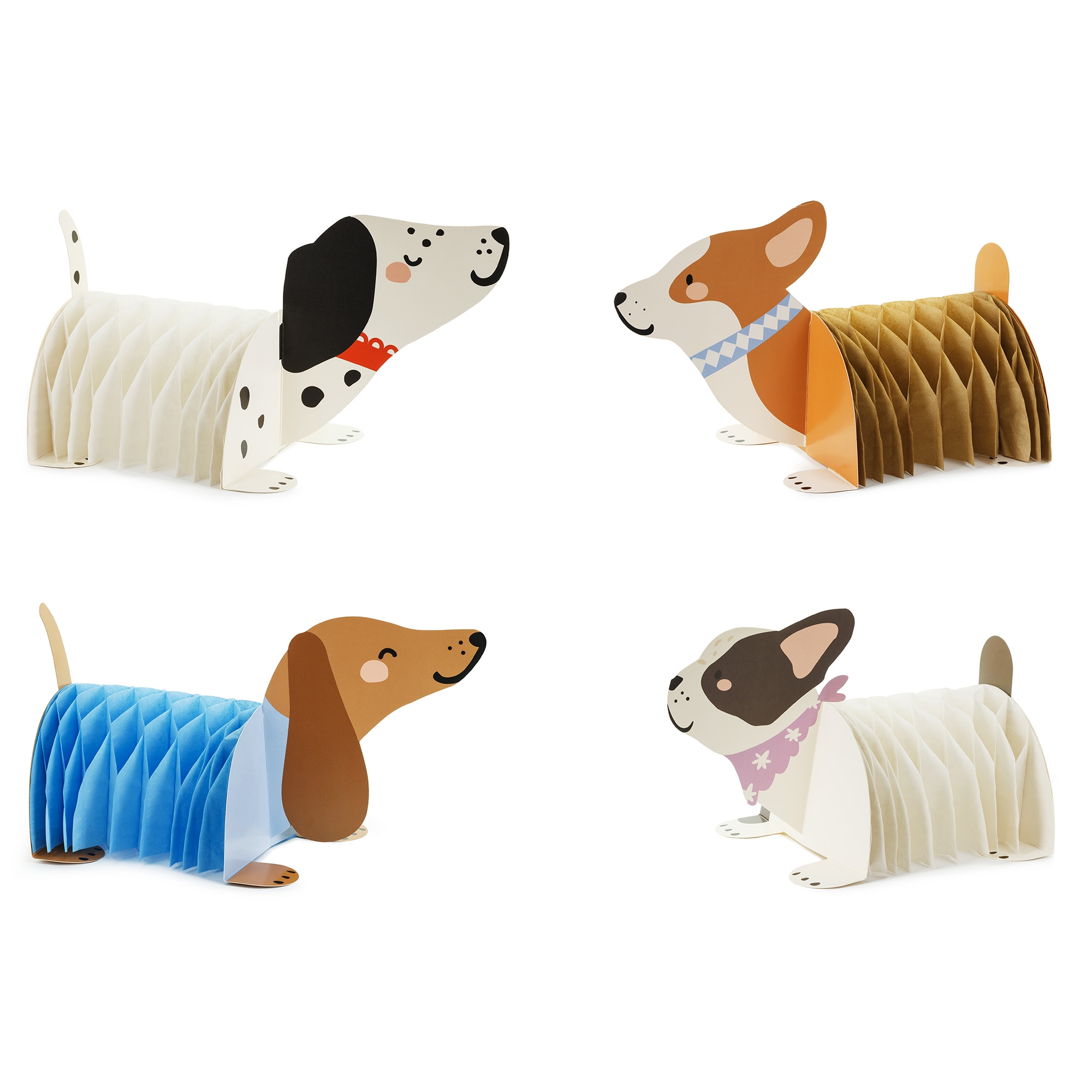 4 Papier-Waben Dekorationen "Hunde" 4 Papier-Waben Dekorationen "Hunde"