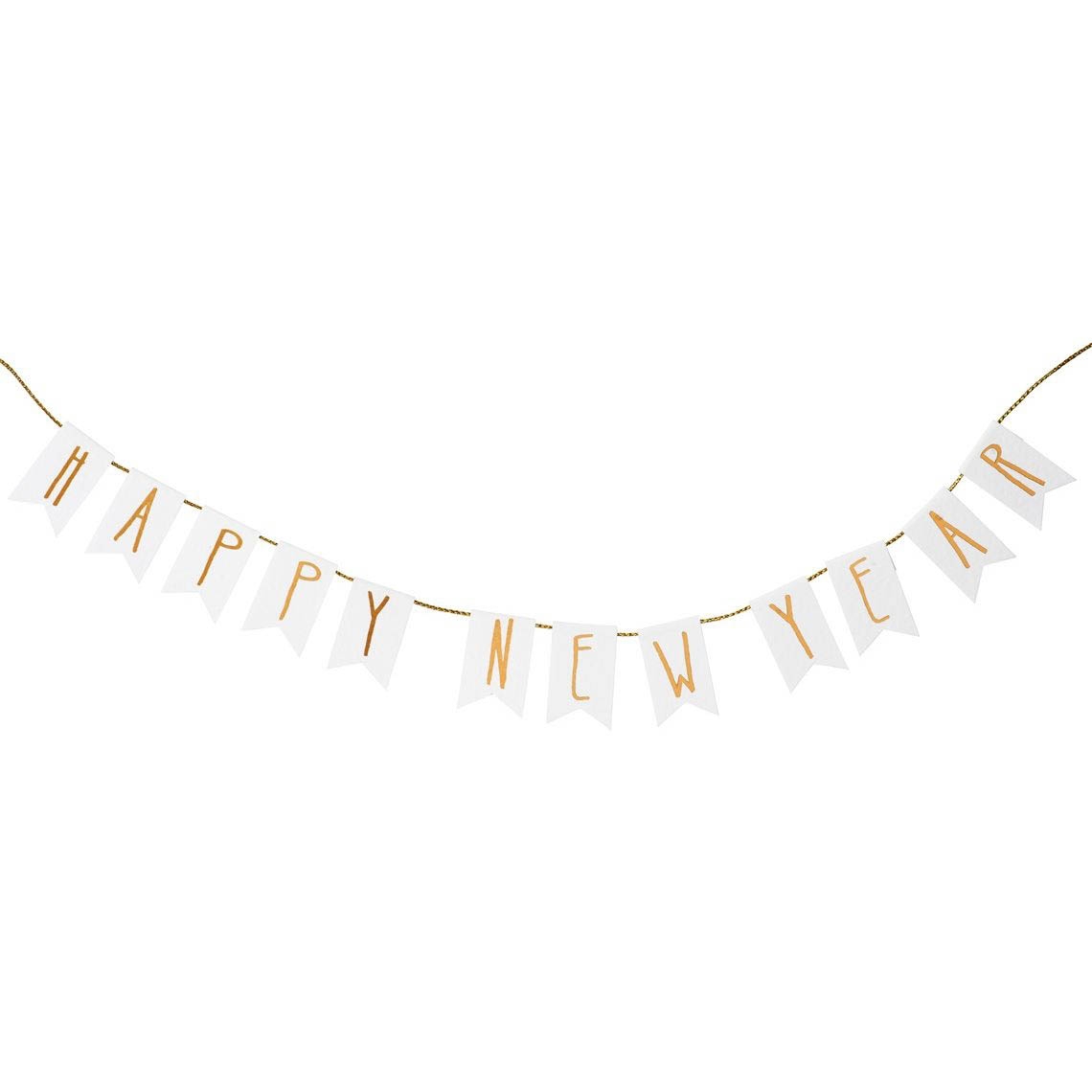Silvester Wimpel-Girlande Happy New Year Gold Silvester Wimpel-Girlande Happy New Year Gold