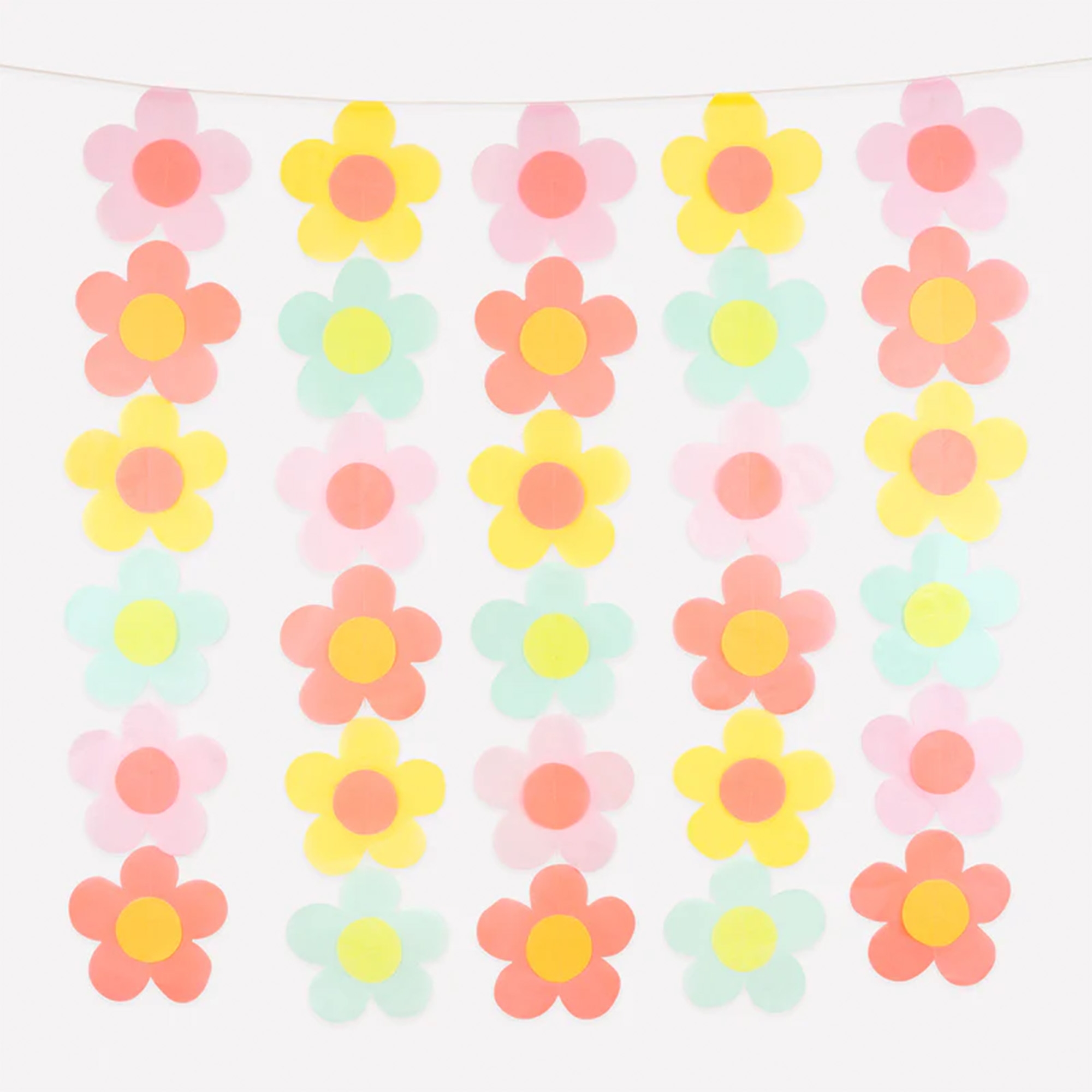 papierkette, blumengirlande, bunte blumen, girlande, deko