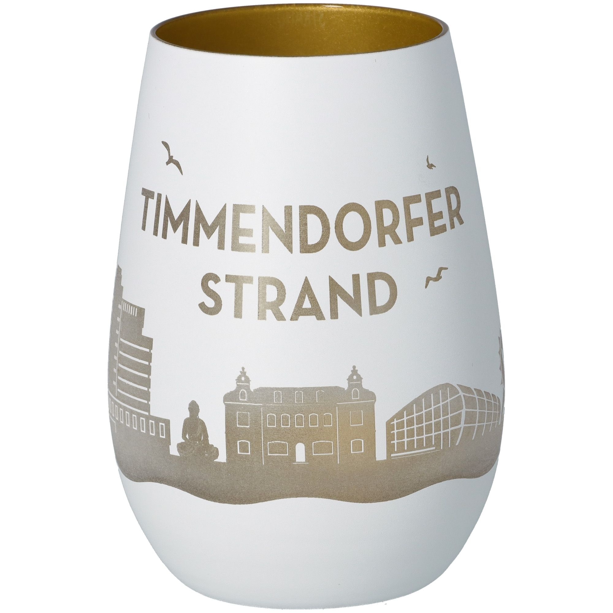 Windlicht Skyline Timmendorfer Strand Weiß/Gold Windlicht Skyline Timmendorfer Strand Weiß/Gold