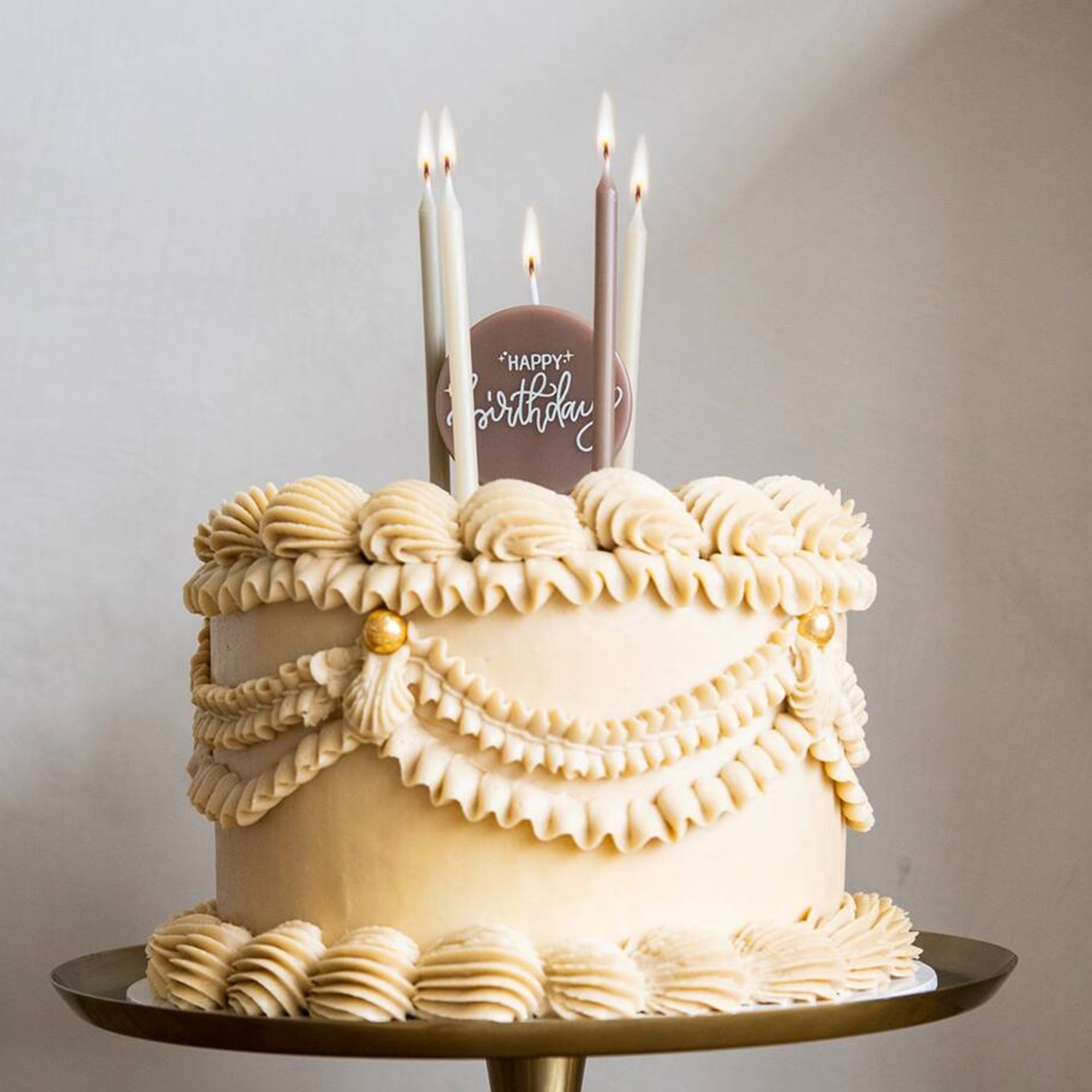 11 Kuchenkerzen "Happy Birthday" in Creme Rose 11 Kuchenkerzen "Happy Birthday" in Creme Rose