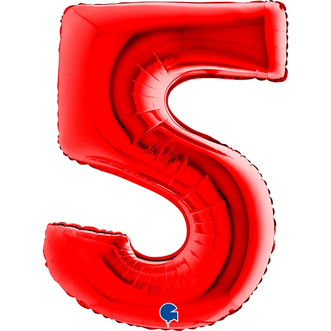 Folienballon Zahl 5 Rot 100cm Folienballon Zahl 5 Rot 100cm