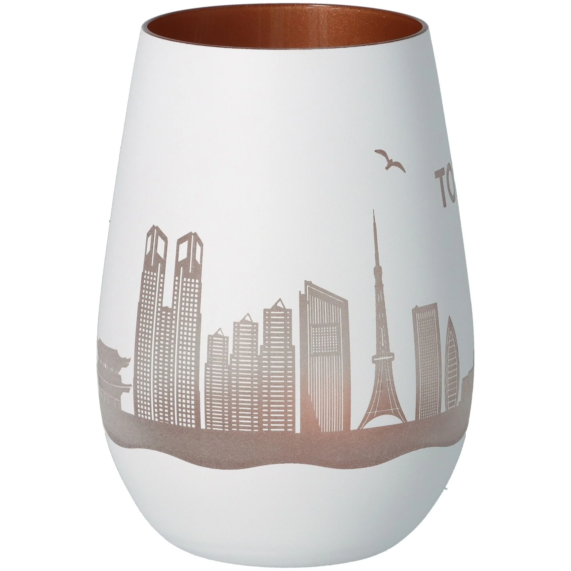 glasvase, city silhouette, weiße vase, tonfarbig, keramikvase