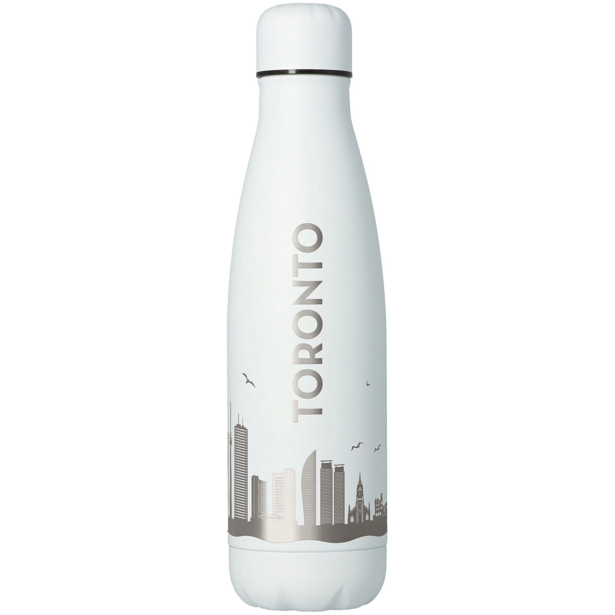 Thermosflasche, Isolierflasche, Stahlflasche, White, Städtische Silhouette