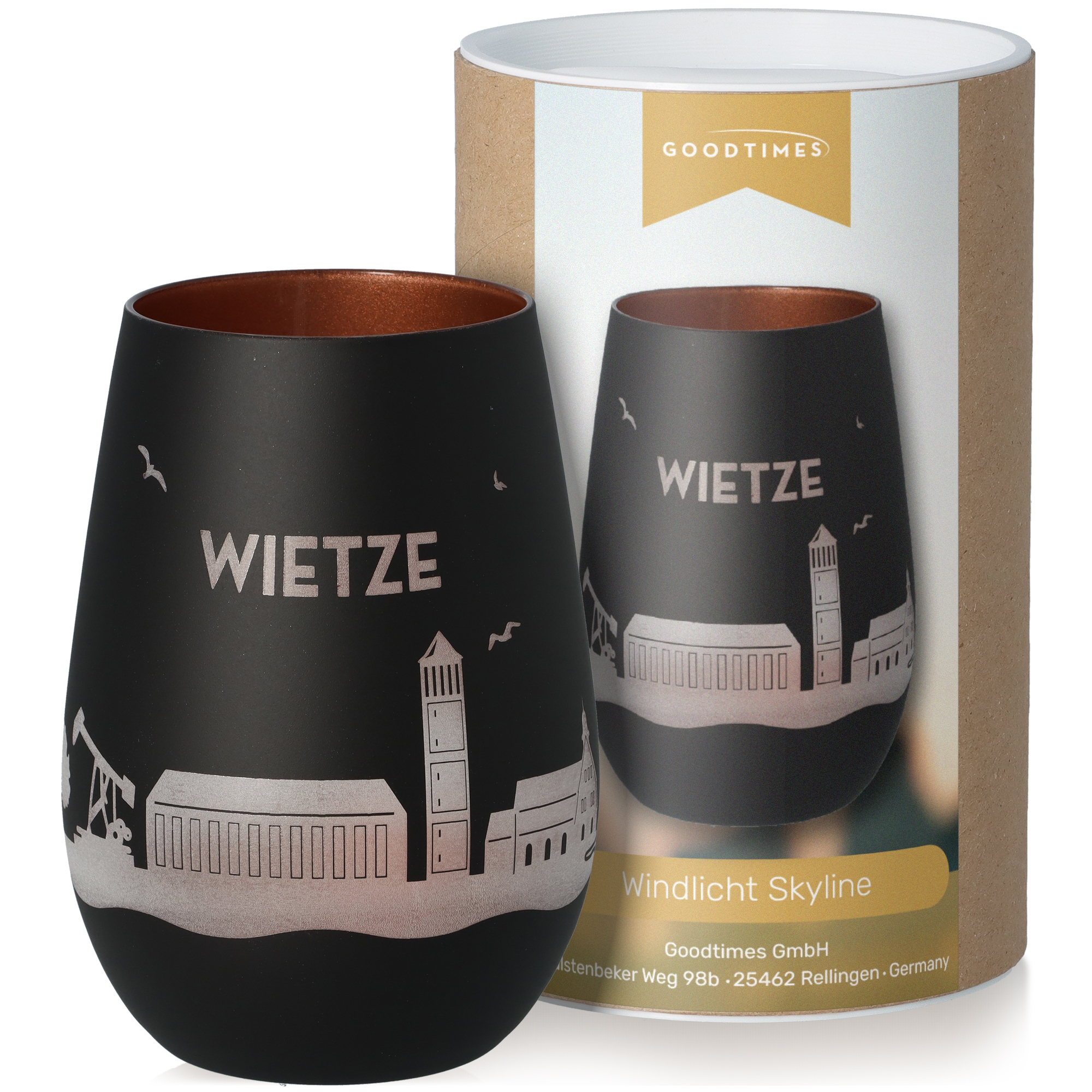 Windlicht Skyline Wietze Schwarz/Bronze Krug, Töpferei, Tasse