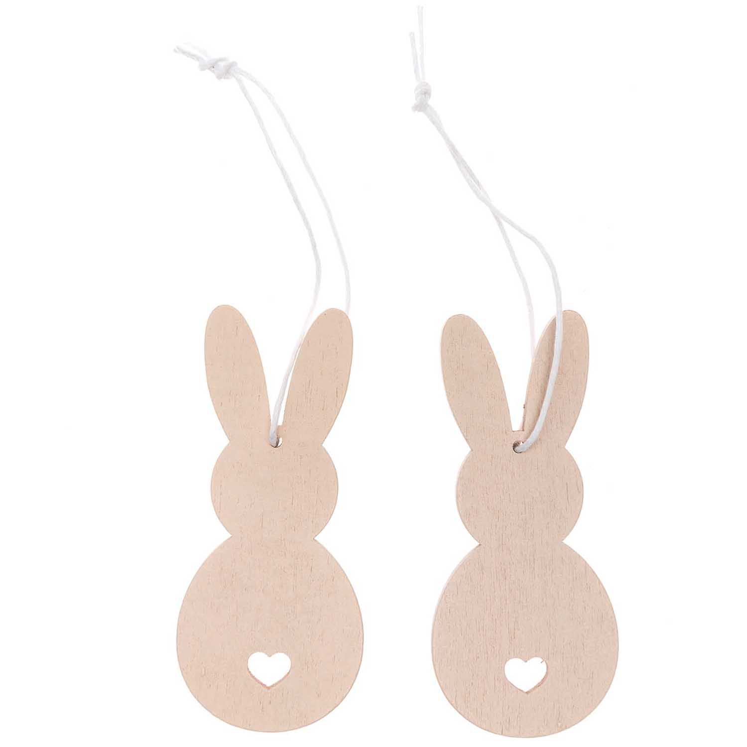 2 Holzanhänger "Hase", Puder 2 Holzanhänger "Hase", Puder