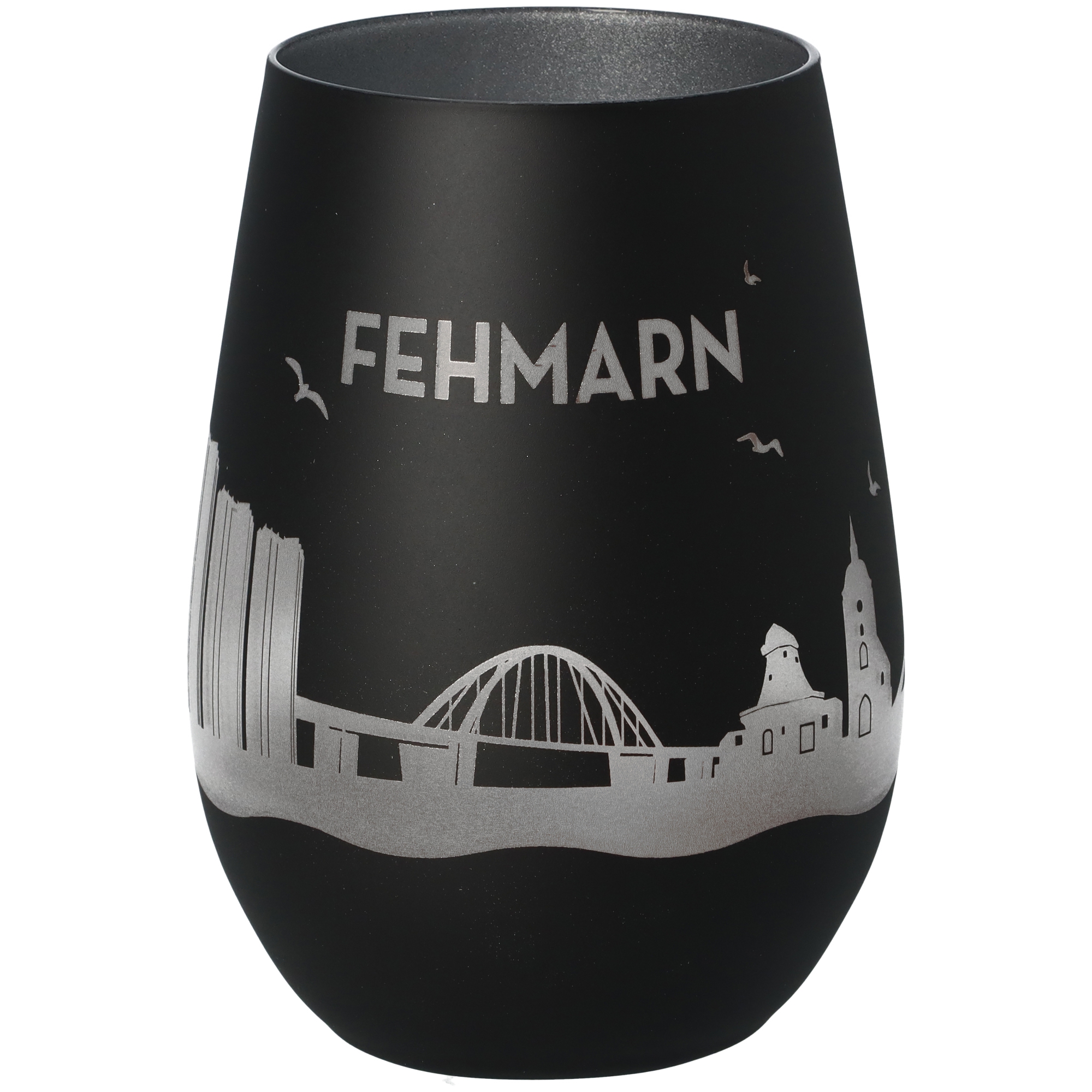 Windlicht Skyline Fehmarn Schwarz/Silber Windlicht Skyline Fehmarn Schwarz/Silber