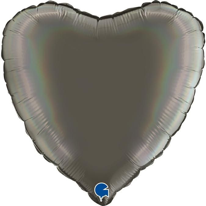 Folienballon Herz Rainbow Holo Platinum Grey 45cm Folienballon Herz Rainbow Holo Platinum Grey 45cm