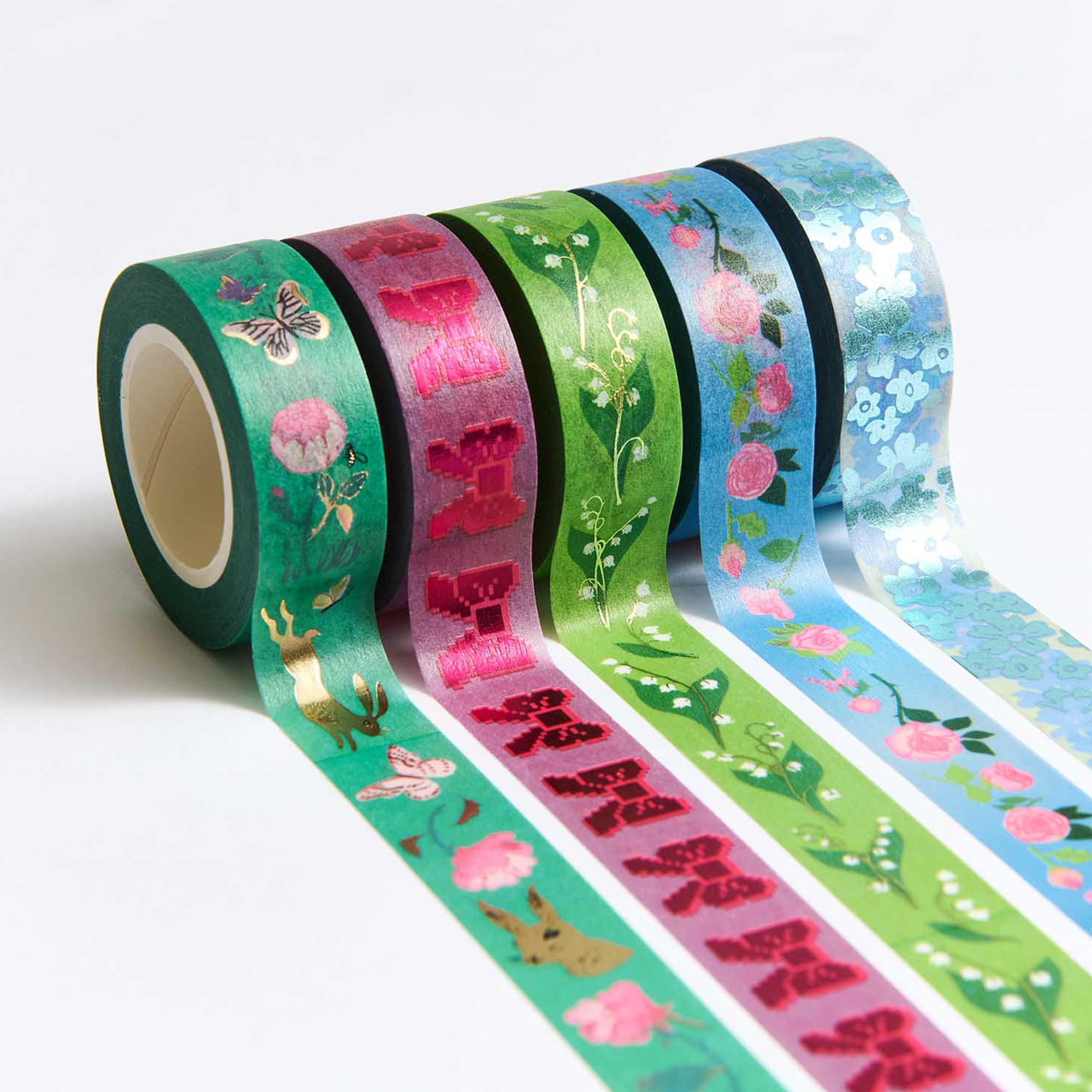 5 Tapes im Set "La Vie en Rose" Grün/Blau