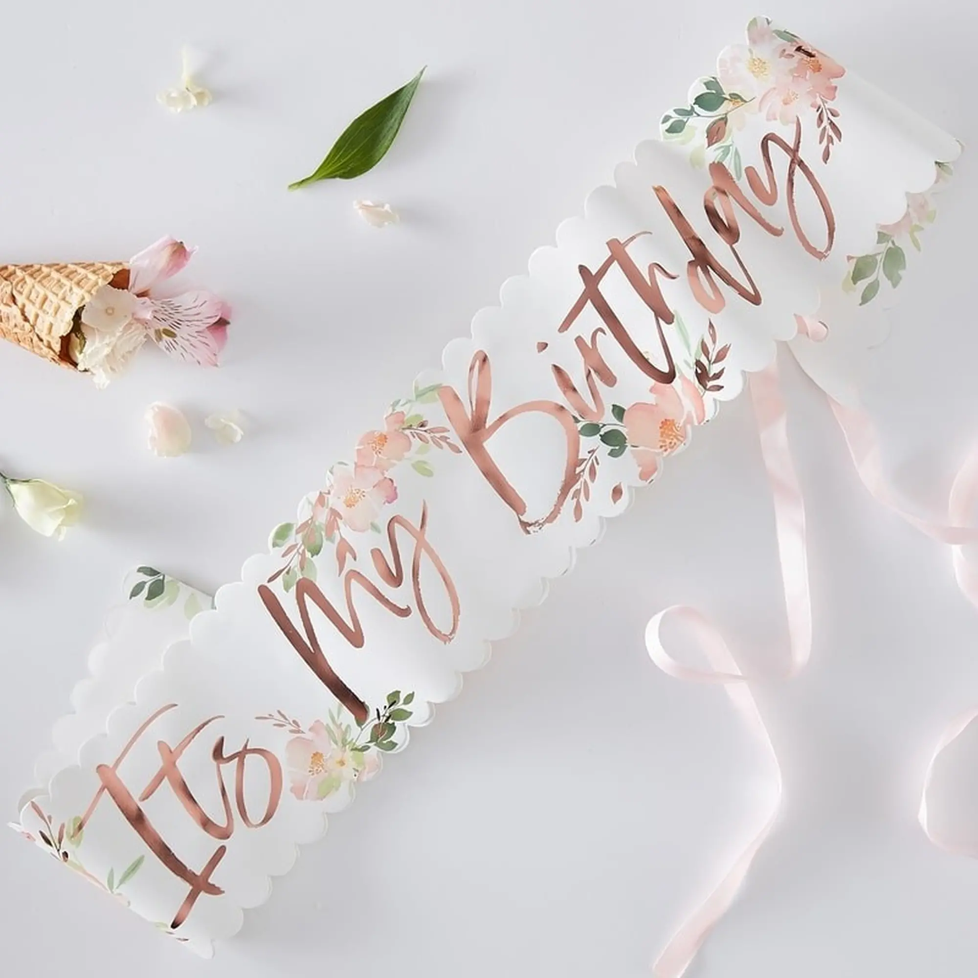 Ditsy Floral It´s my Birthday Schärpe - Roségold