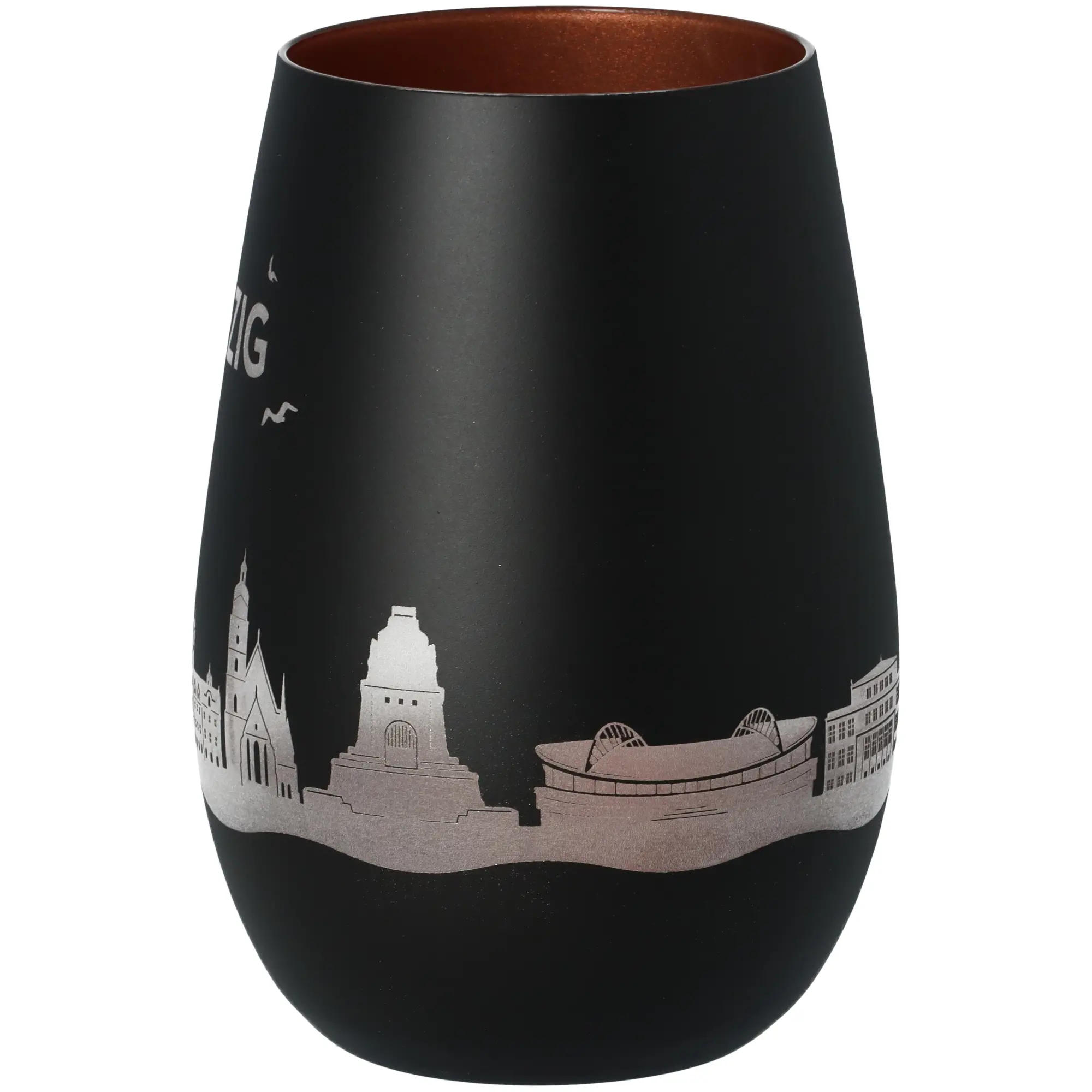 Windlicht Skyline Leipzig Schwarz/Bronze