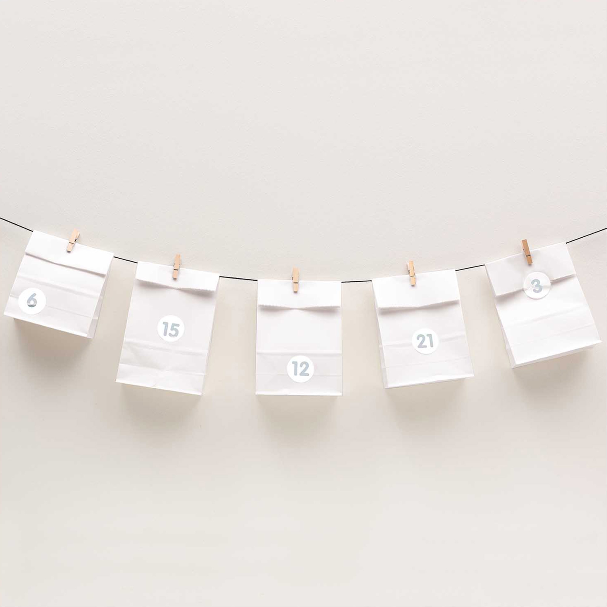 DIY Adventskalender-Set, 24 Tüten Weiß Zubehör