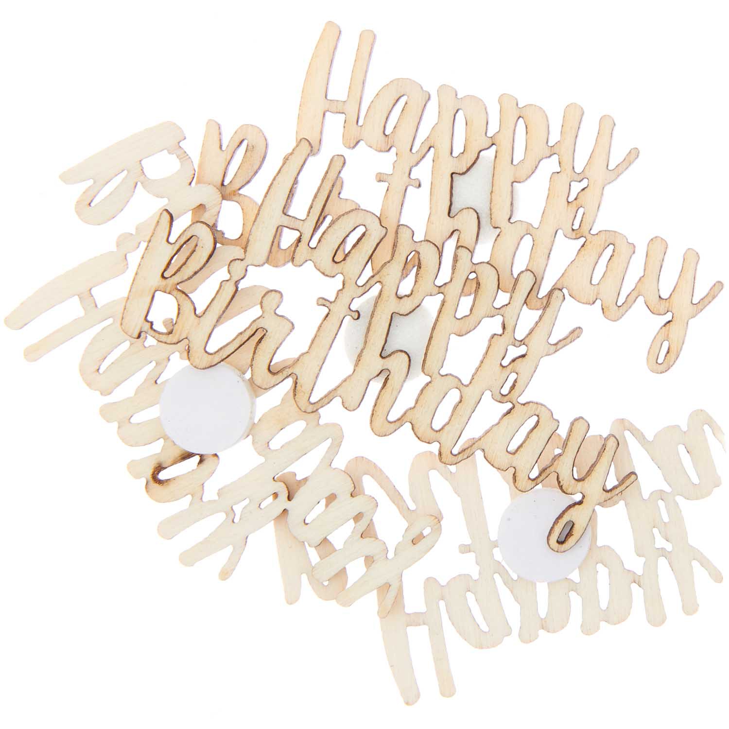 4 Holzsticker "Happy Birthday" 4 Holzsticker "Happy Birthday"