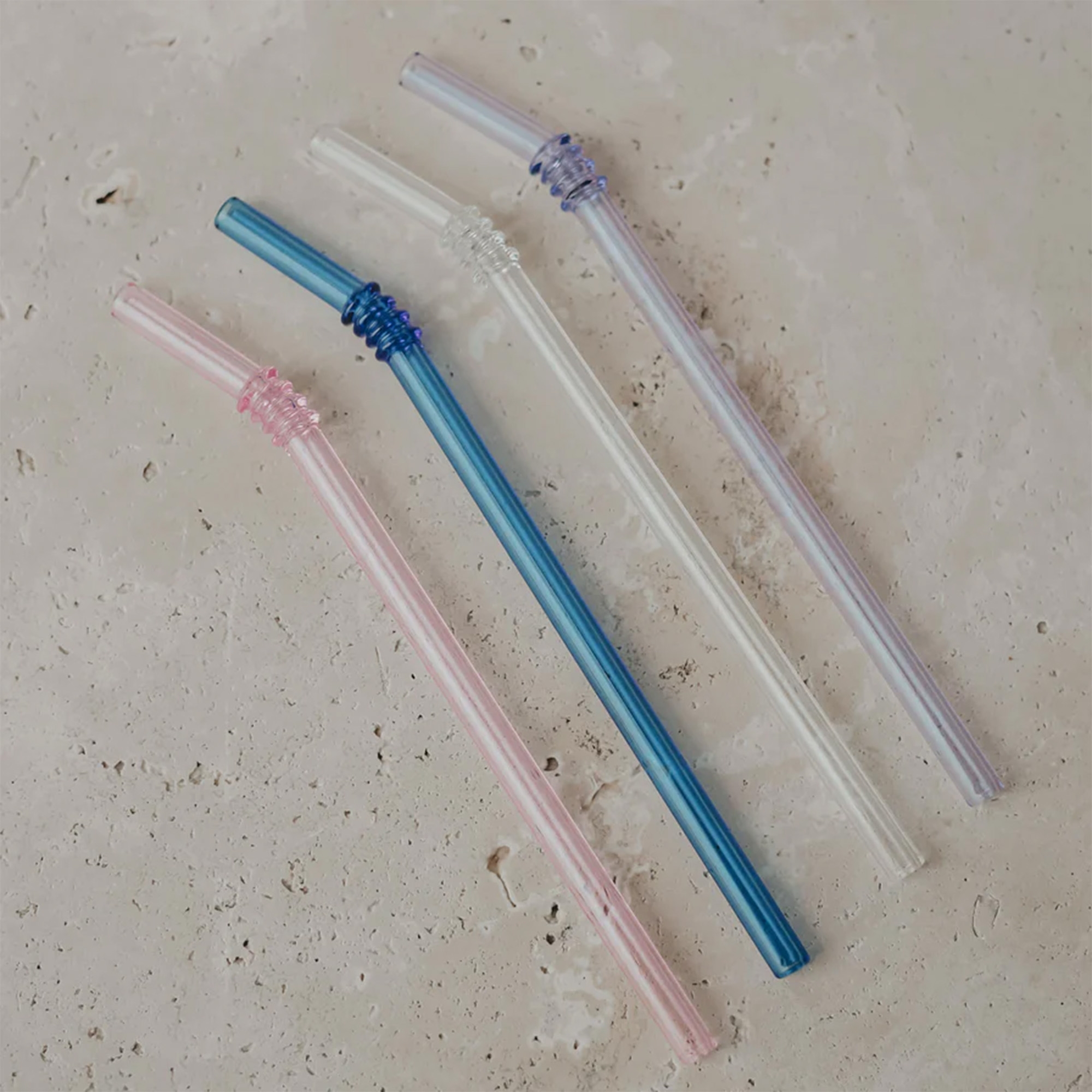 Eulenschnitt - Glasstrohhalme geknickt "Pink" mit Reinigungsbürste - 4er Set Taktstock, Stock