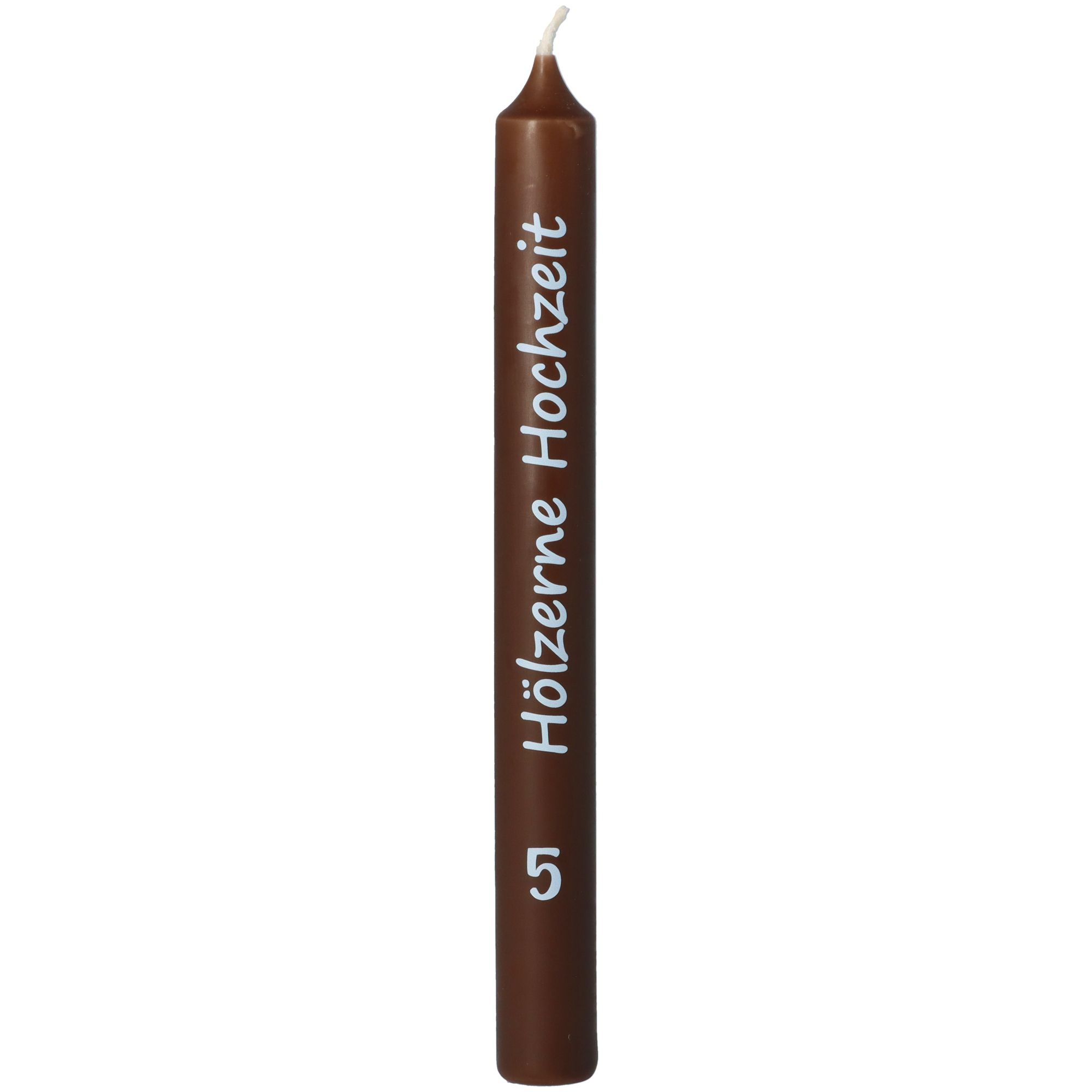 Stabkerze Braun "Hölzerne Hochzeit"
