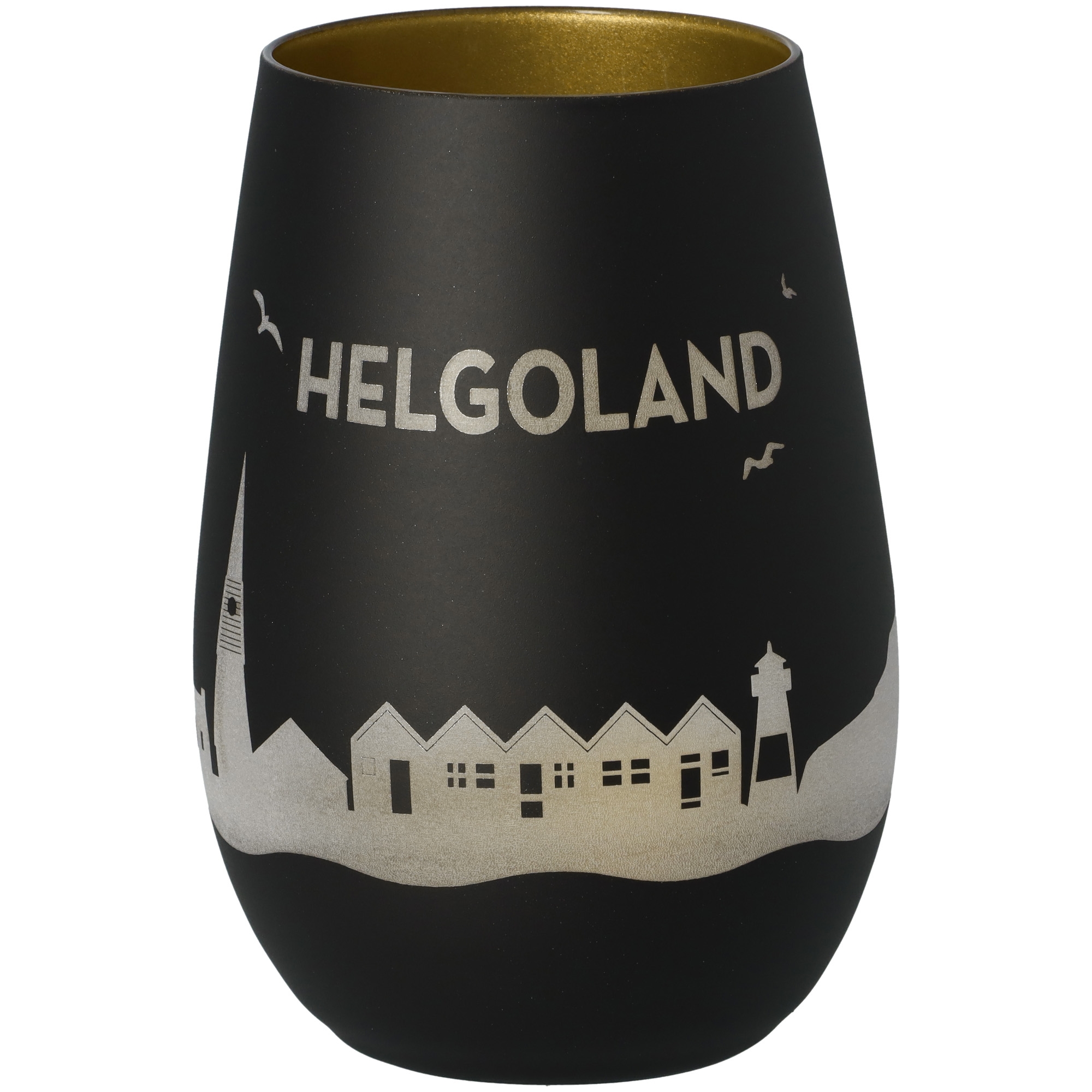 Windlicht Skyline Helgoland Schwarz/Gold Krug, Töpferei, Vase
