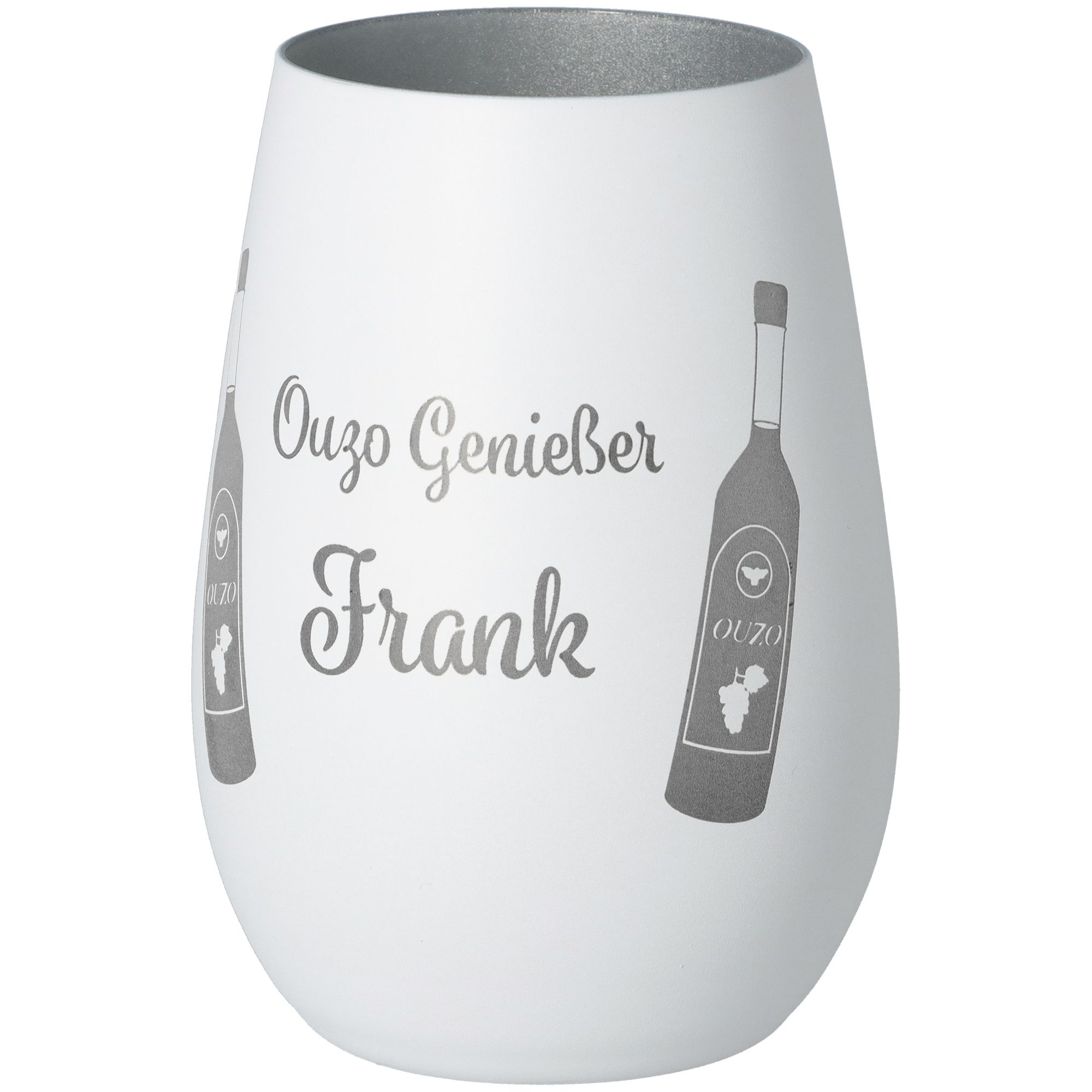 Windlicht Ouzo Genießer "Name" Weiß/Silber Windlicht Ouzo Genießer "Name" Weiß/Silber