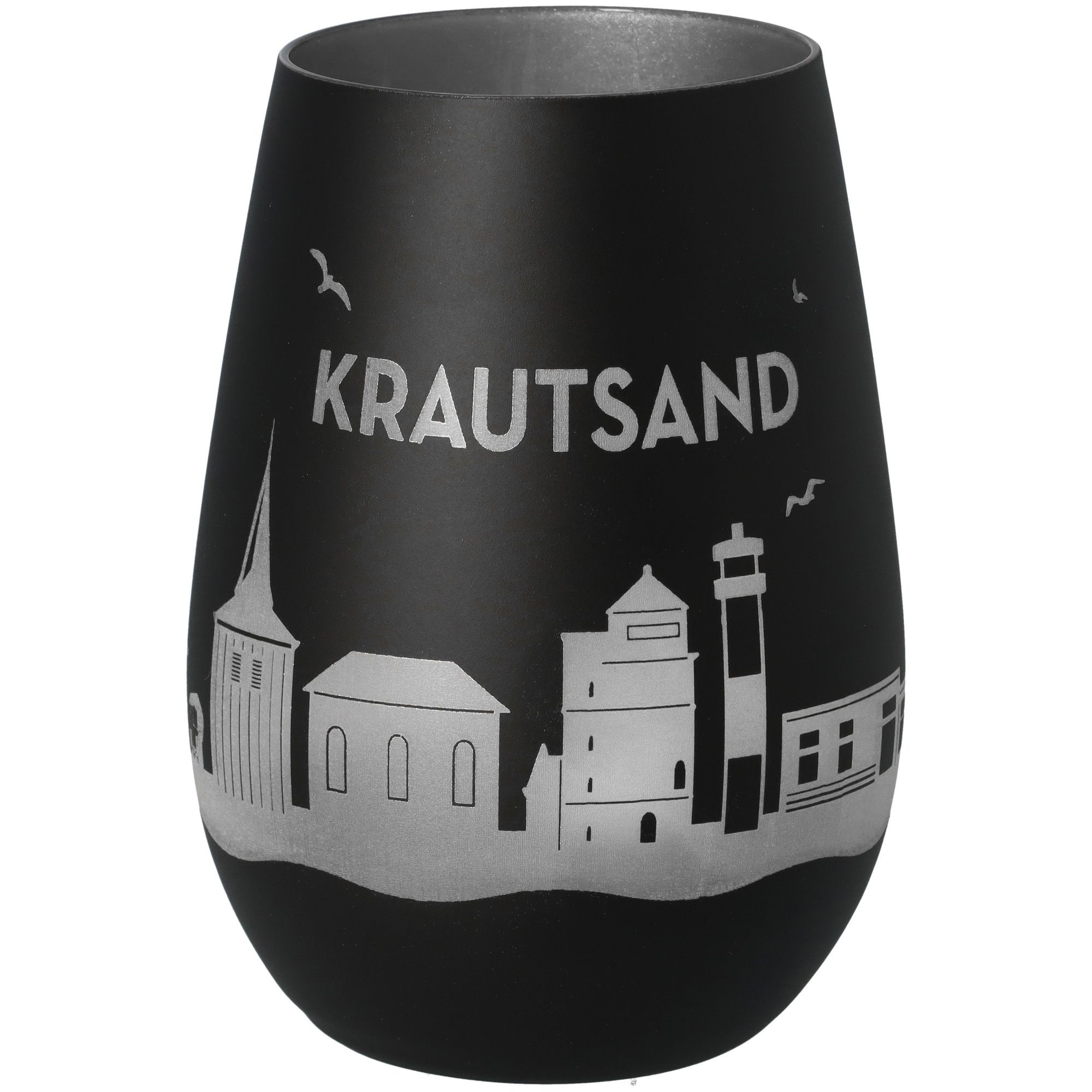 Windlicht Skyline Krautsand Schwarz/Silber Krug, Töpferei, Glas