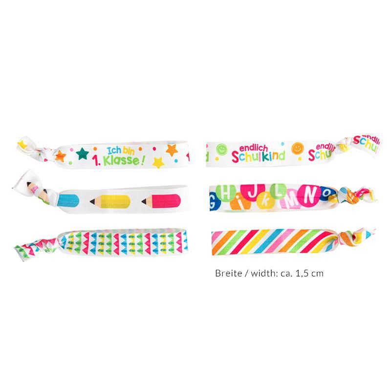 3er Set Haargummis und Armbänder zur Einschulung 3er Set Haargummis und Armbänder zur Einschulung