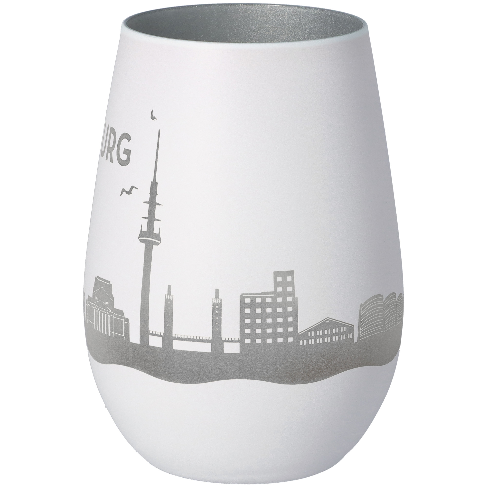 Windlicht Skyline Duisburg Weiß/Silber Windlicht Skyline Duisburg Weiß/Silber